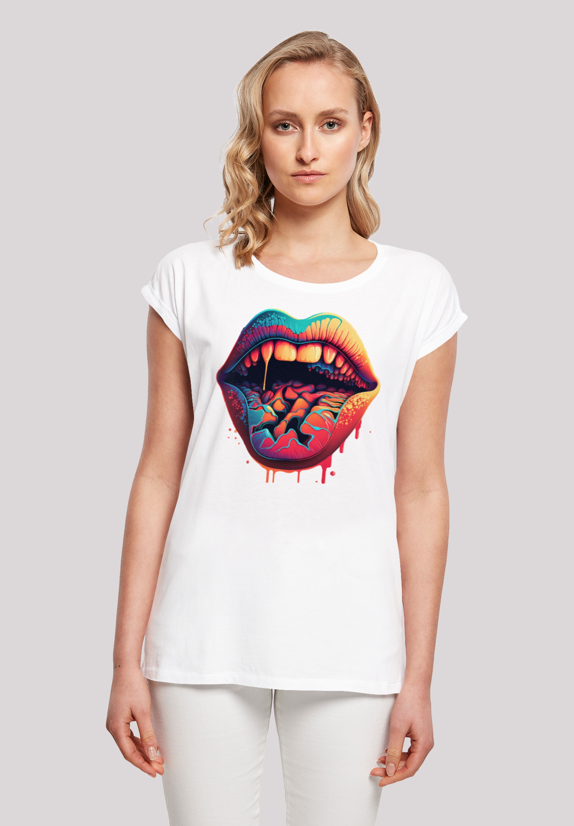 F4NT4STIC T-Shirt "Drooling Lips SHORT SLEEVE TEE", Print