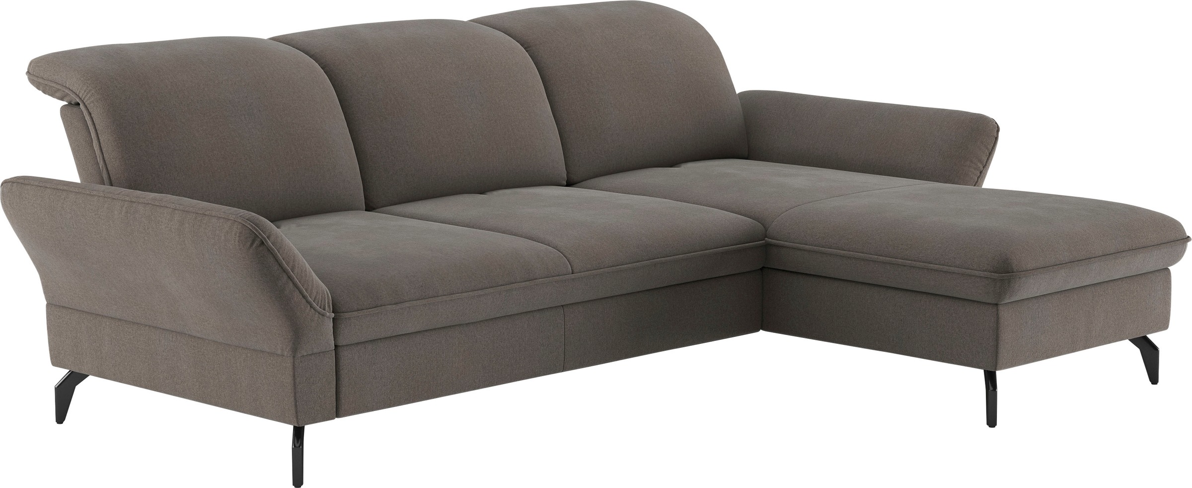 Ecksofa SIT & MORE "Leandro L-Form", braun (schlamm), B:267cm H:88cm T:200cm, 100% Polyester, Sofas, Ecksofa, Wahlweise mit Bett-, Kopfteil - und Armlehnfunktion, sowie Bettkasten 2