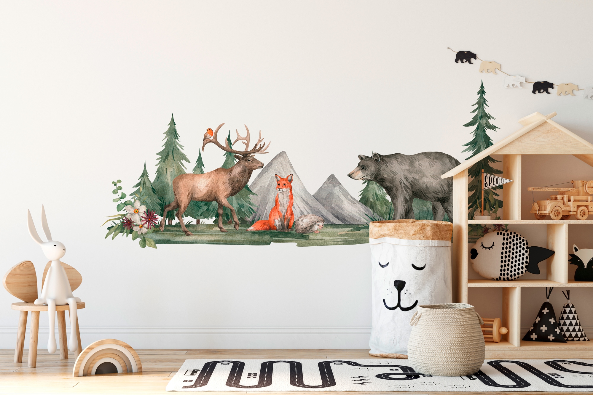 A.S. Création Vliestapete "Fototapete Waldtiere Aquarell Weiß Grün Kinder" matt strukturiert