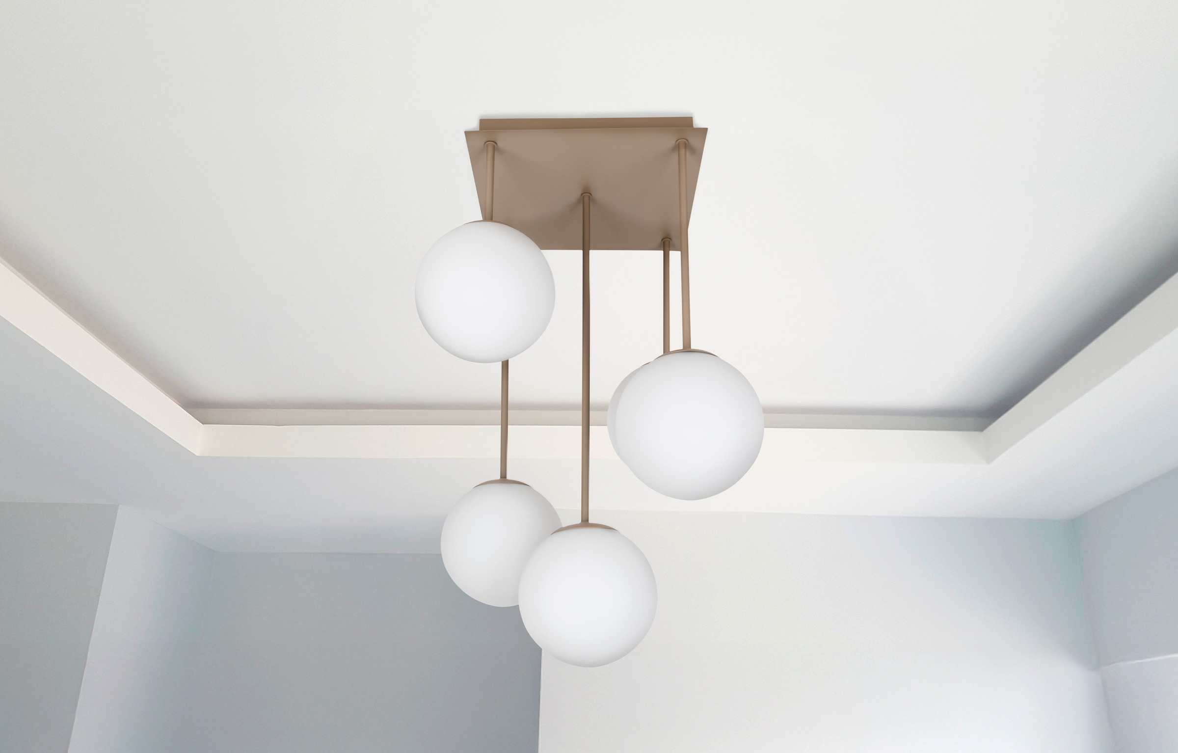 OTTO home Deckenleuchte »Nellin« E14 1 Stk. 5 Glaskugeln mit je 1x E14 exkl., quadratisch, beige matt