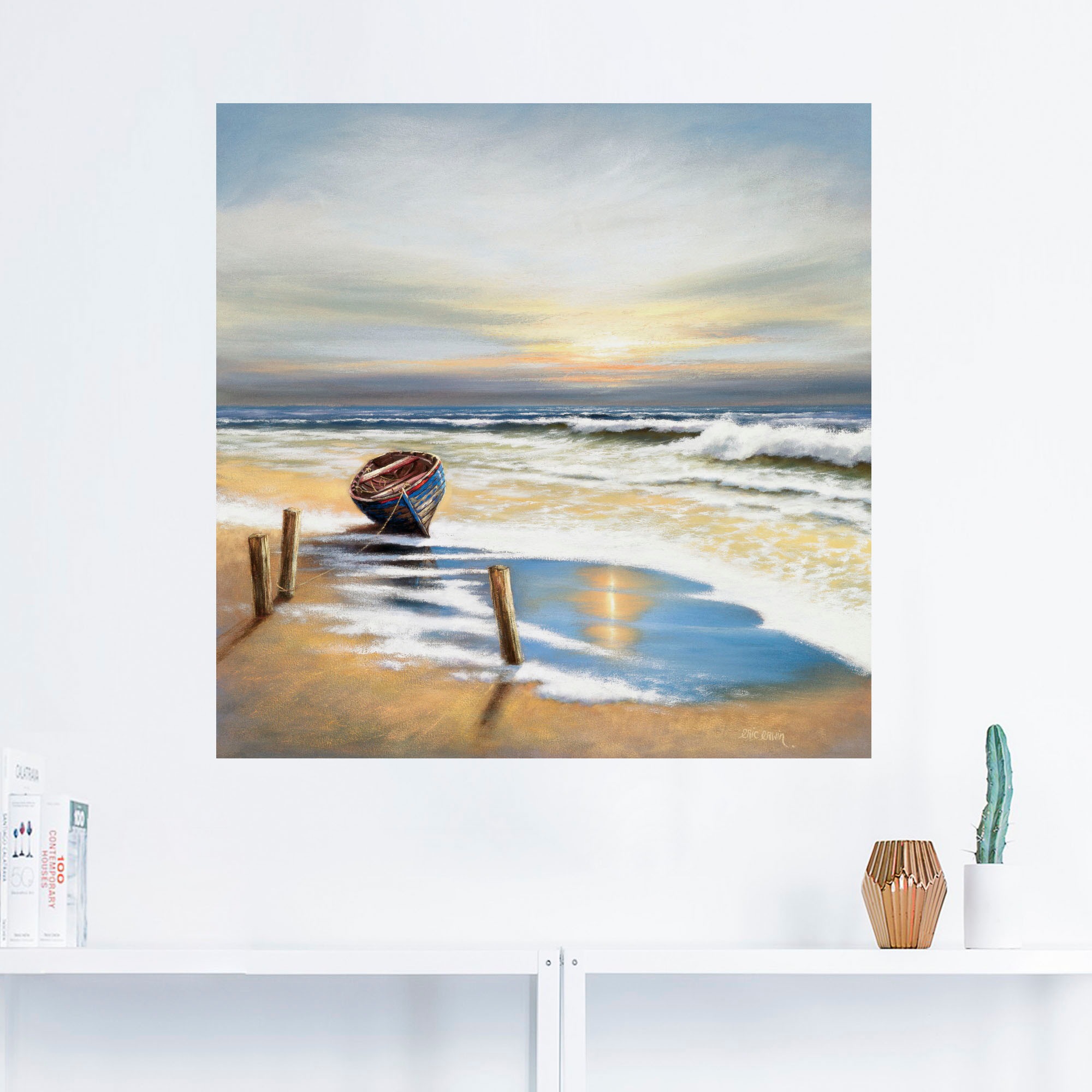 Artland Wandbild "Boot an der Küste", Strand, (1 St.), als Leinwandbild, Wa günstig online kaufen