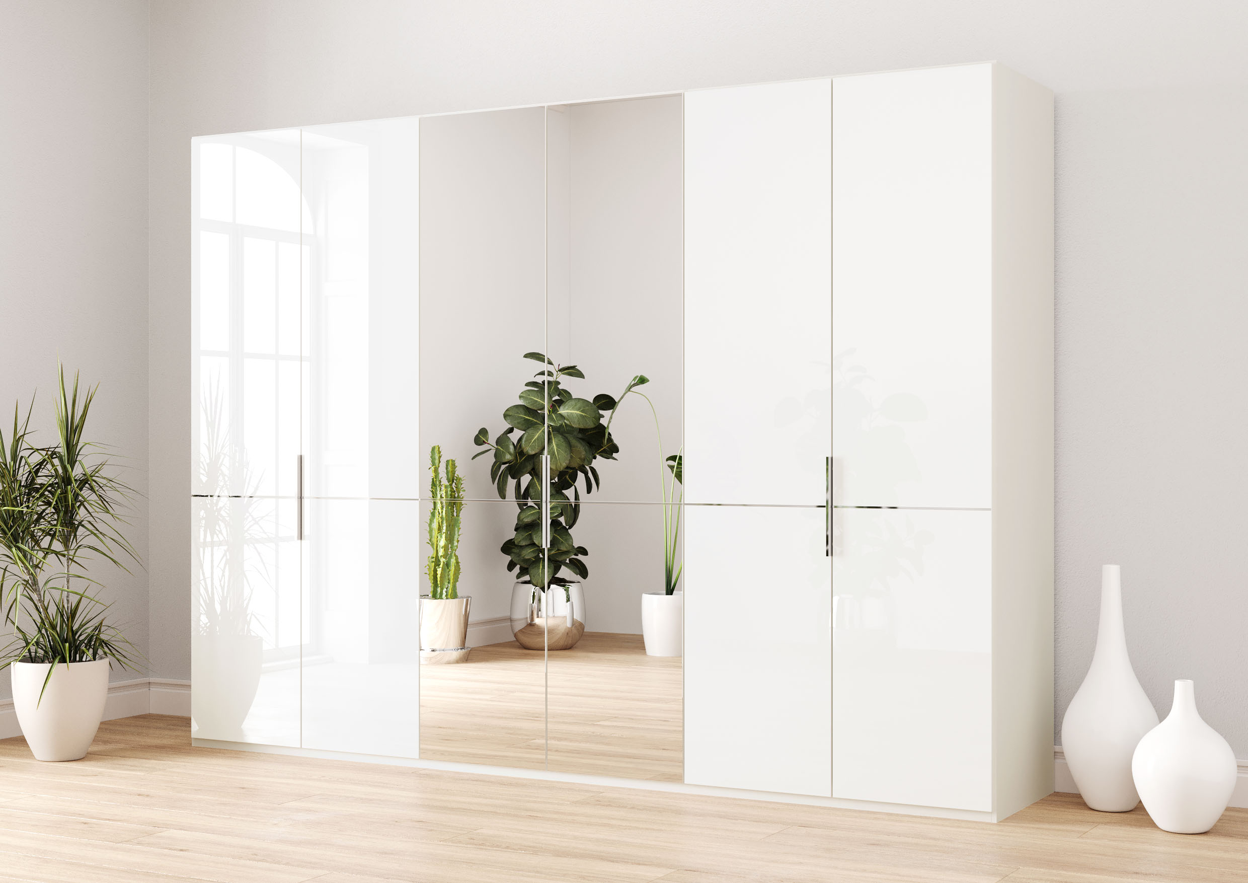 Musterring Kleiderschrank "Imola W" inkl. Einlegeböden und Kleiderstangen, mit Glas- und Spiegeltüren