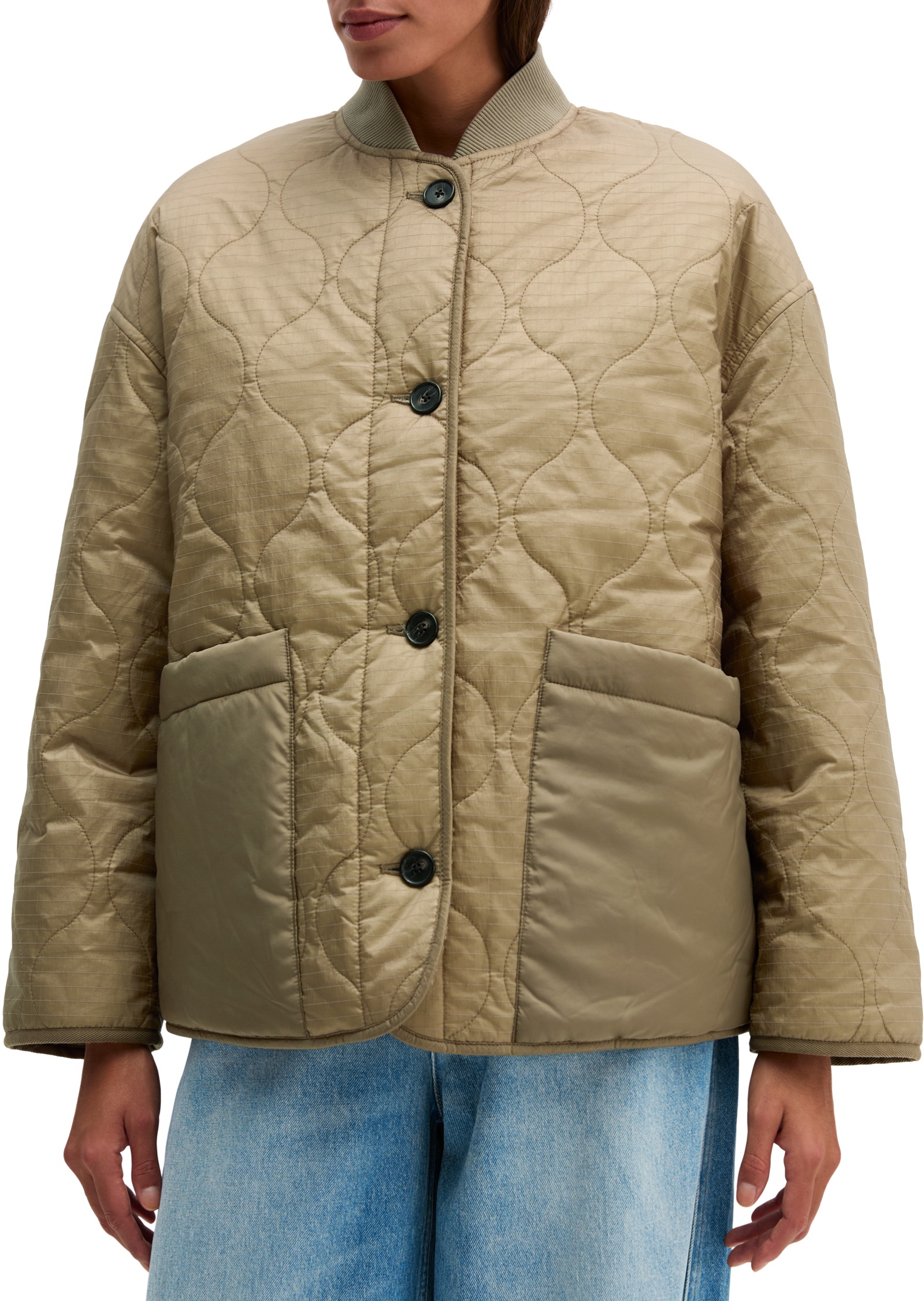 Marc O'Polo Outdoorjacke »aus Ripstop-Nylon und Teddyplüsch« ohne Kapuze