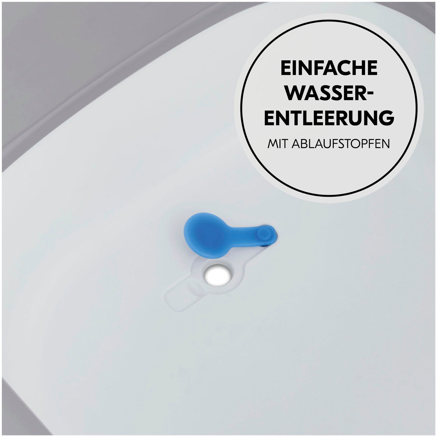 Hauck Babybadewanne »Wash N Fold L, White/Stone«, Faltbadewanne mit Wassertemperaturmessung am Ablaufstopfen