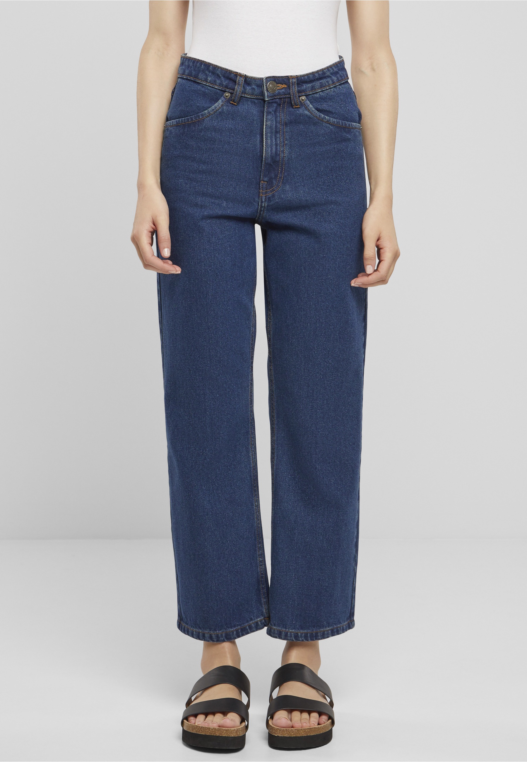 URBAN CLASSICS Bequeme Jeans »Urban Classics Damen Ladies Cropped Straight Leg Denim Pants«