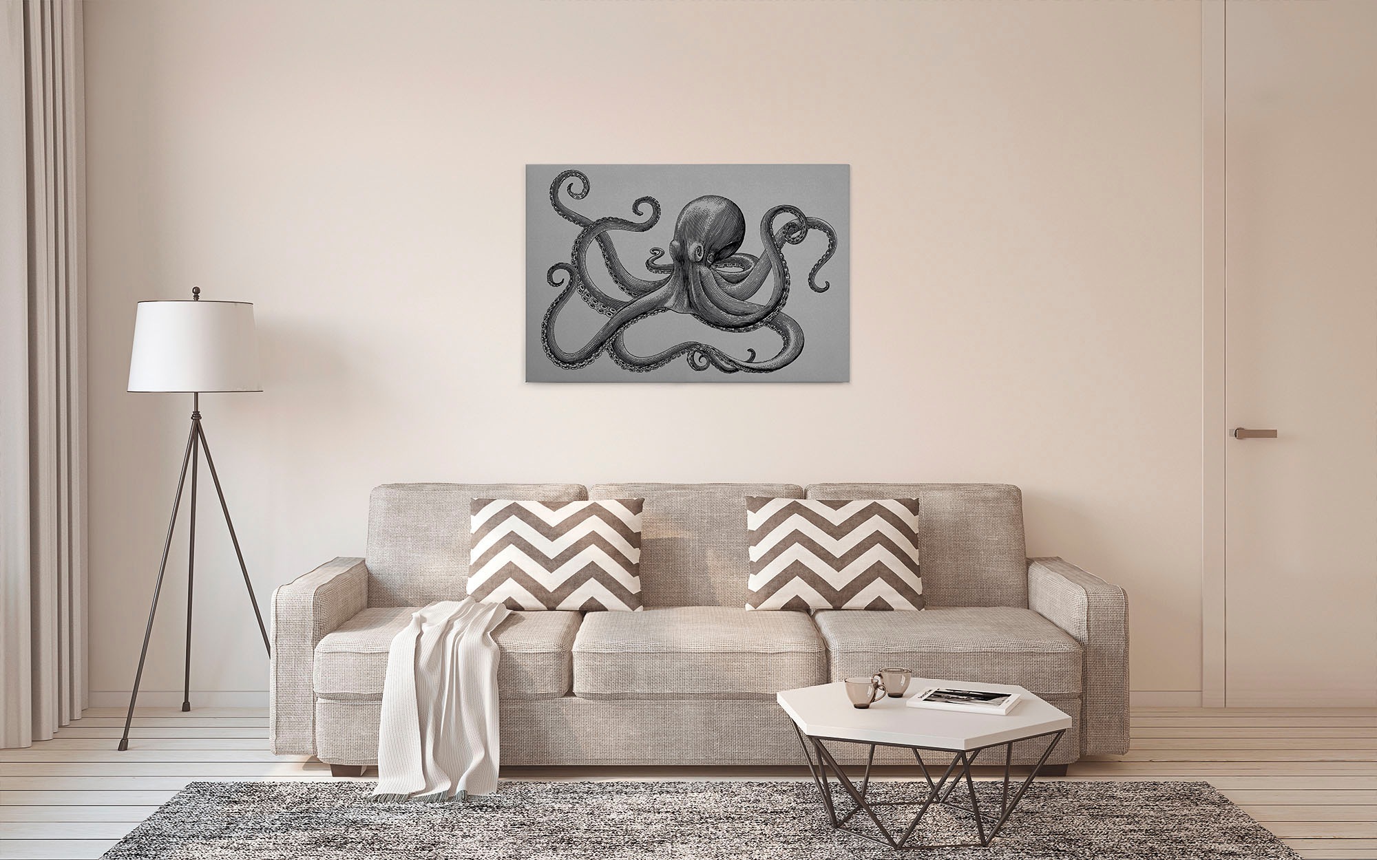 A.S. Création Leinwandbild »jules«, Kunst-Tiere-Kinder, (1 St.), Keilrahmen Bild Octopus Krake Leinwand-Bild Wohnzimmer modern Wandbild