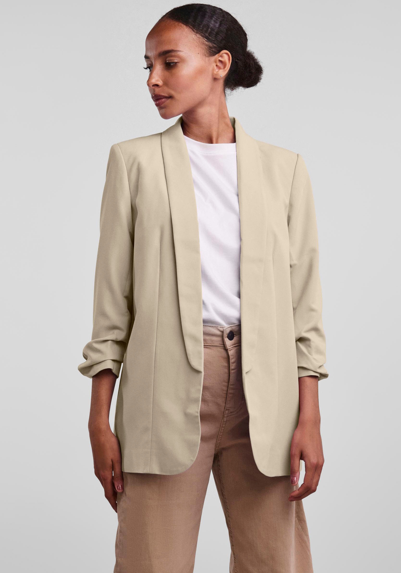 pieces Blusenblazer »PCBOSELLA 3/4 BLAZER NOOS«, mit Faltendetail am Ärmel