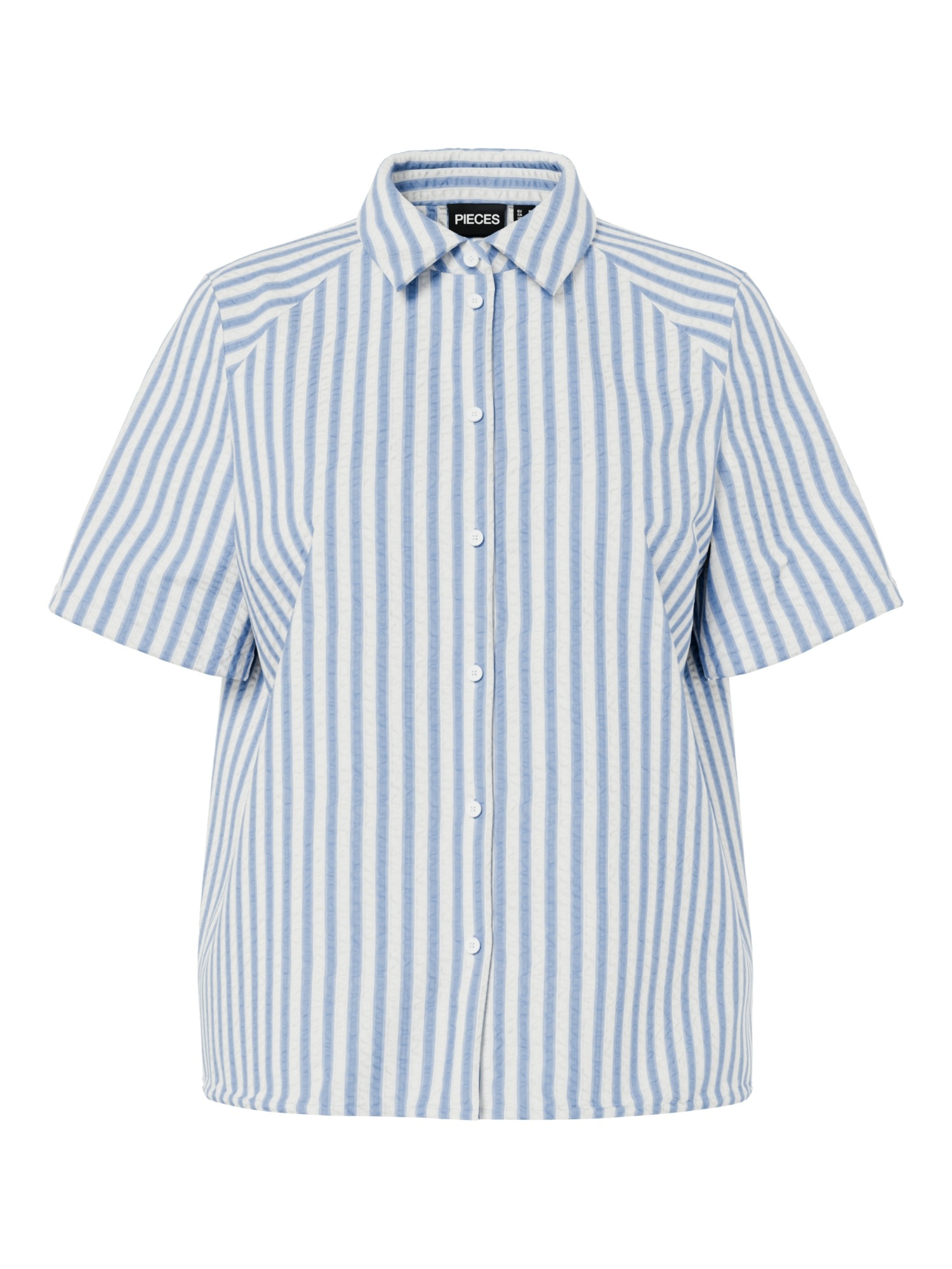 pieces Hemdbluse »PCSTINNA SS SHIRT WVN NOOS BC« mit Streifenmuster
