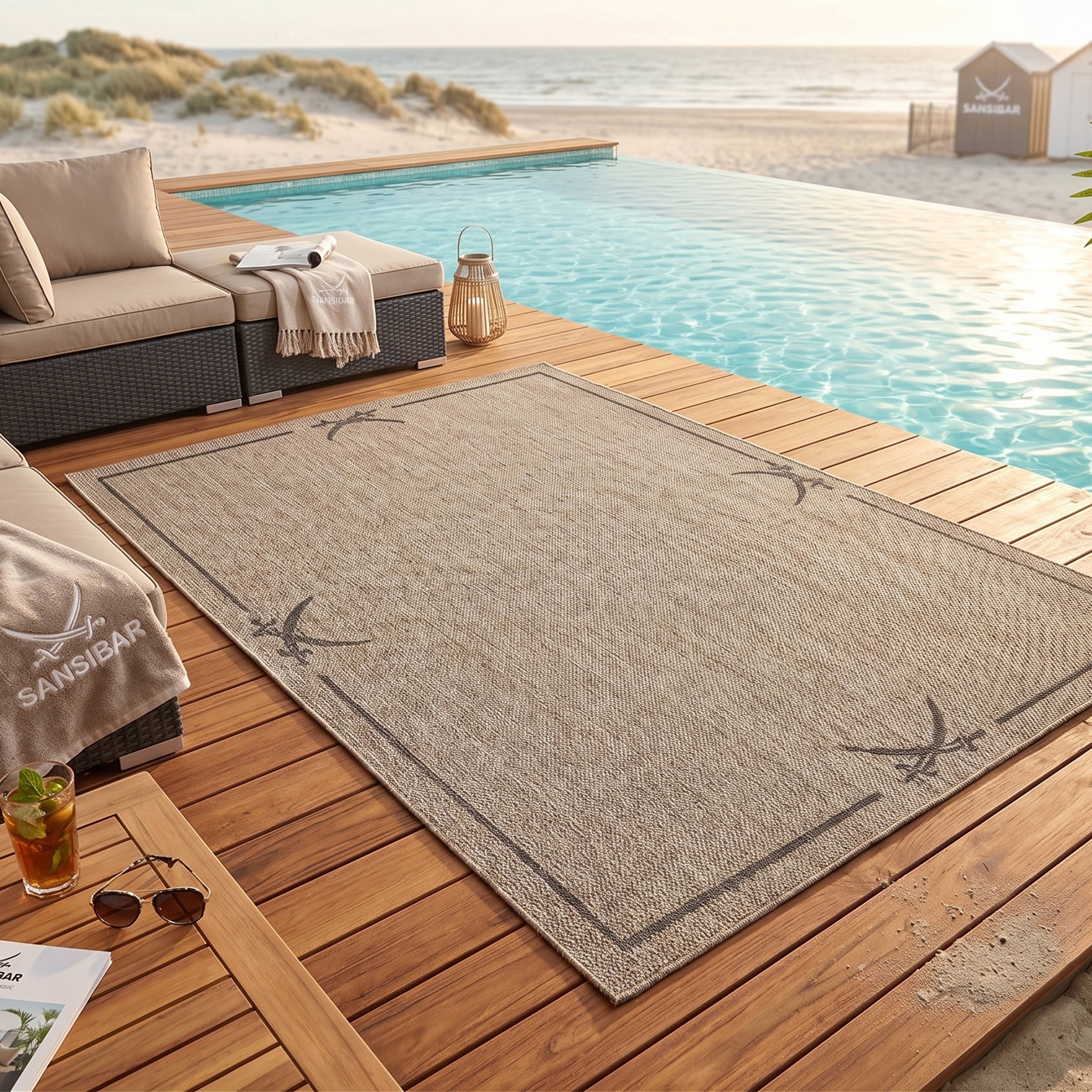 Sansibar Teppich "Nordsee Beach SA-035" rechteckig 5 mm Höhe modernes Design, meliert, Motiv: Säbel, In- und Outdoor geeignet