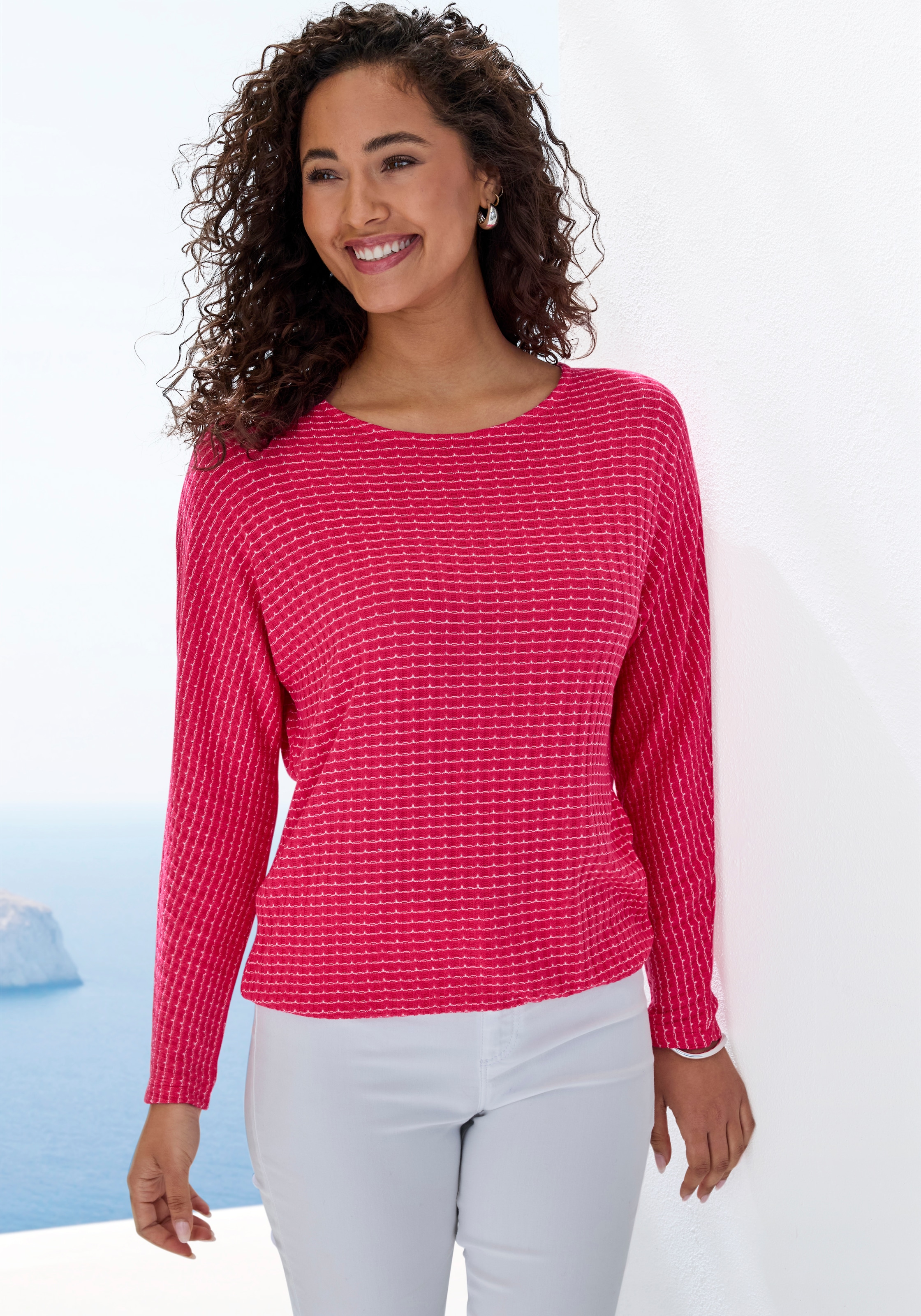 Vivance Langarmshirt "aus strukturierter Strickqualität" aus strukturierter günstig online kaufen