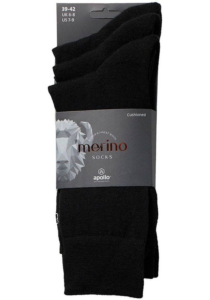 Thumbnail - Apollo Basicsocken 3er Pack, Unisex mit Stickerei und weichen Merinowoll-Anteil
