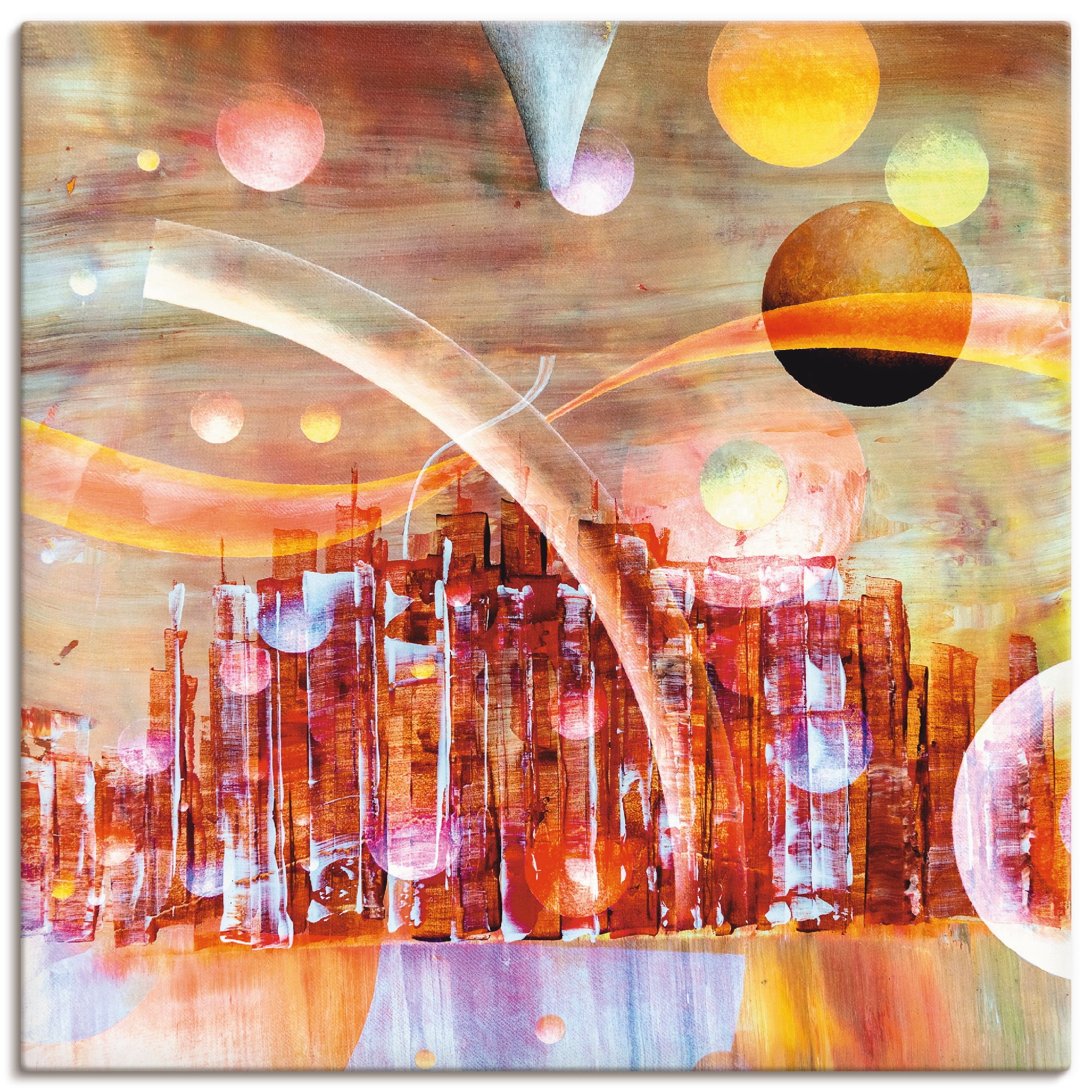 Artland Leinwandbild "Weltraumstadt 3000", Gegenstandslos, (1 St.), auf Keilrahmen gespannt
