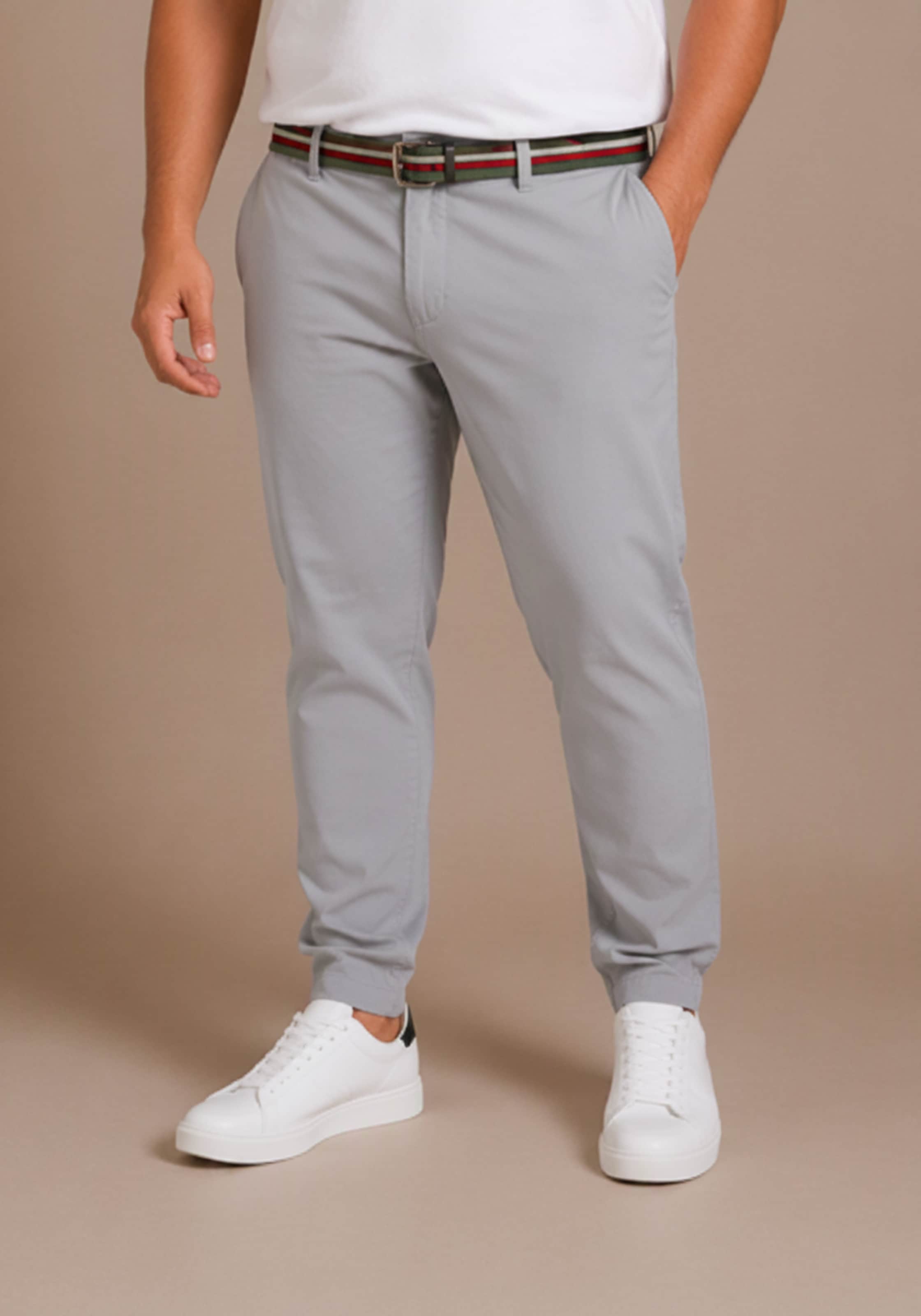 Mans World Plus Chinohose "inklusive Gürtel" gerade Beinform, Regular Fit, mit krempelbarem Beinabschluss