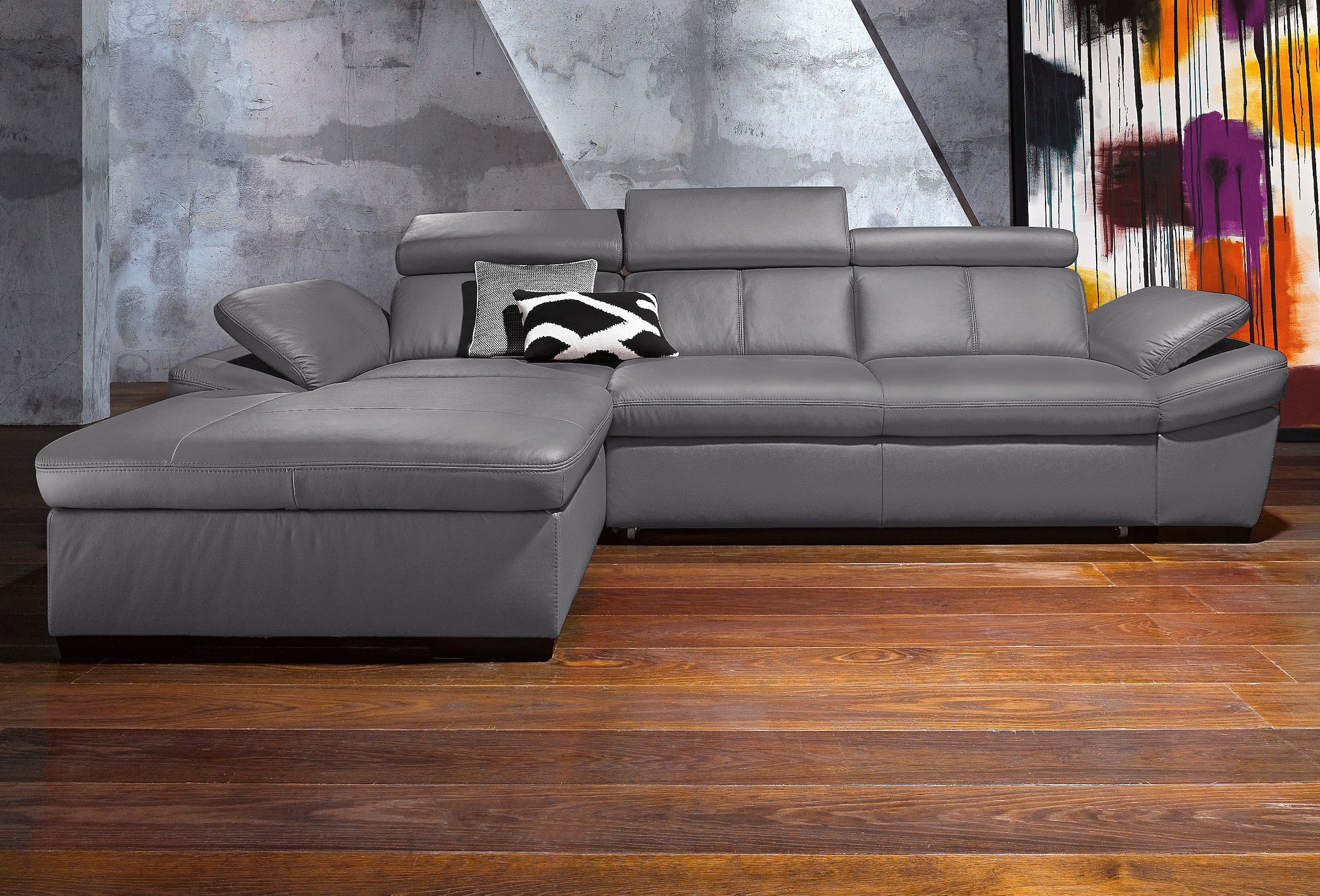 exxpo - sofa fashion Ecksofa »Salerno, L-Form«, inkl. Kopf- und Armteilverstellung, wahlweise mit Bettfunktion