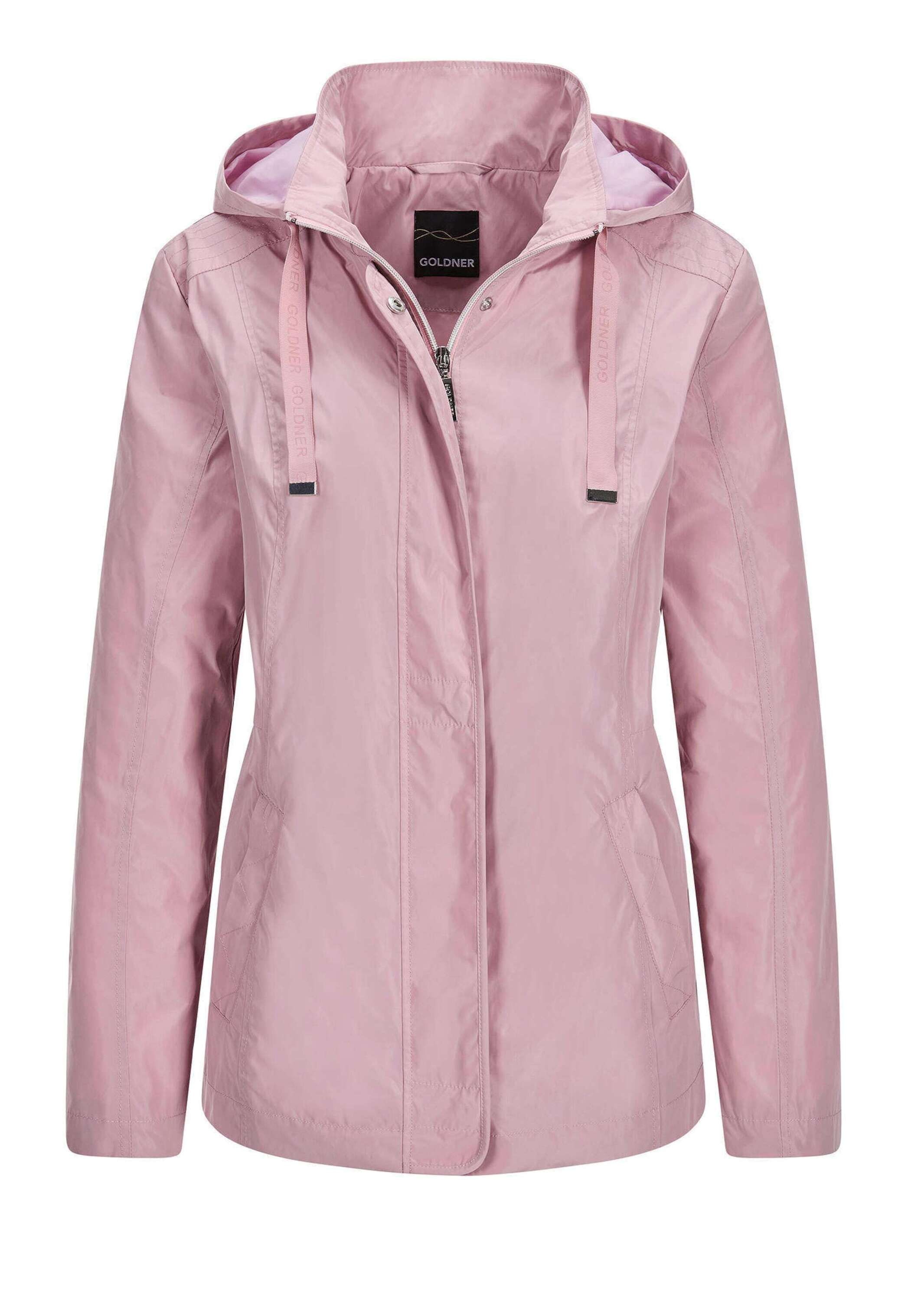GOLDNER Kurzjacke "Kurzgröße Outdoor-Jacke mit Kapuze" Ziersteppungen an Schulter und verdeckter Leiste