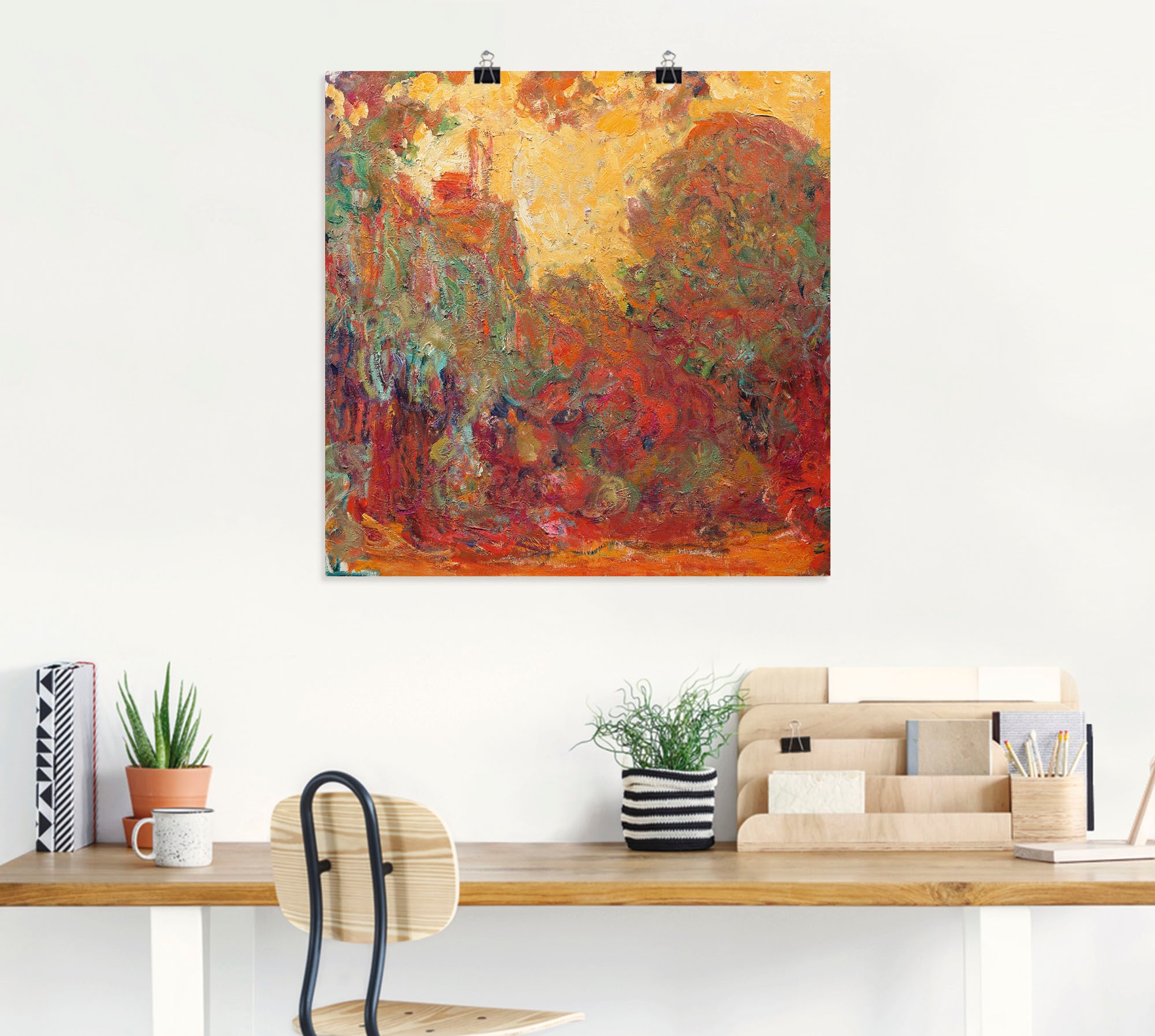 Artland Wandbild »Das Haus in Giverny Komposition in rot« Gegenstandslos 1 Stk. tlg. ohne Rahmen