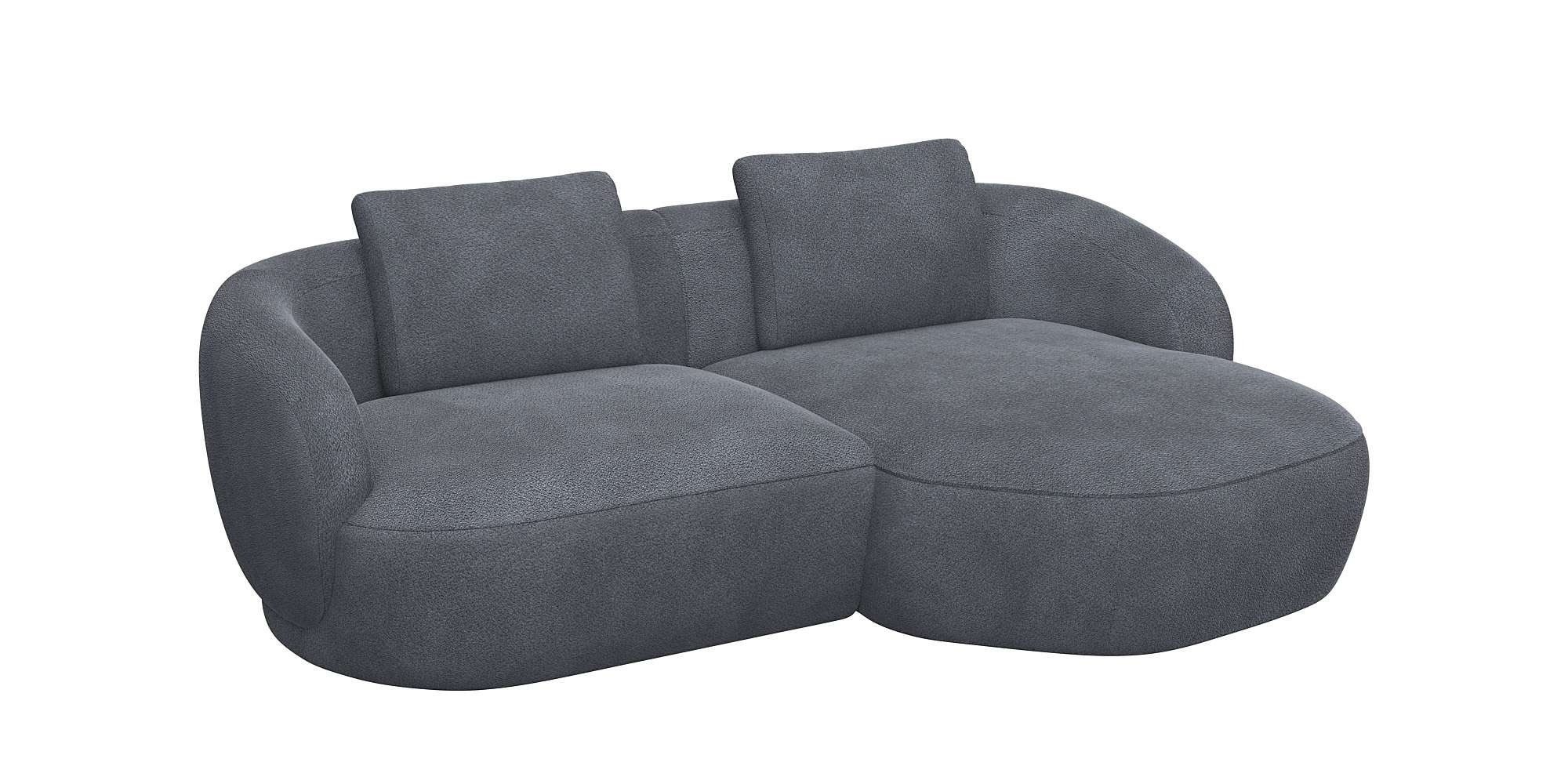 FLEXLUX Wohnlandschaft »Torino, rund, L-Form, Sofa-Ecke mit Recamiere, Longchair-Sofa«, Modernes, organisches Sofa-Design, Kaltschaum, Wellenunterfederung