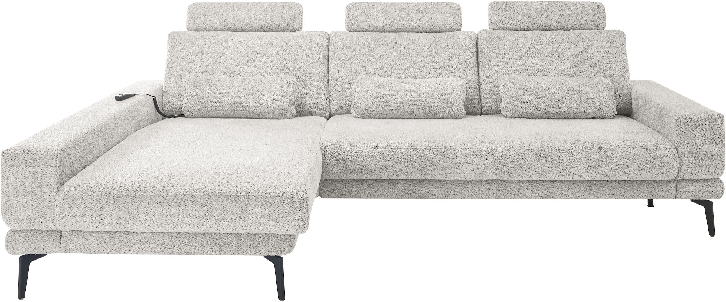 set one by Musterring Ecksofa "SO 3600, inkl motor. Sitztiefenverstellung, Kopfstützen, Nierenkissen" Sitzhöhe 44 cm, Kaltschaum, Breite 293 x Tiefe 180 cm, Kama silver