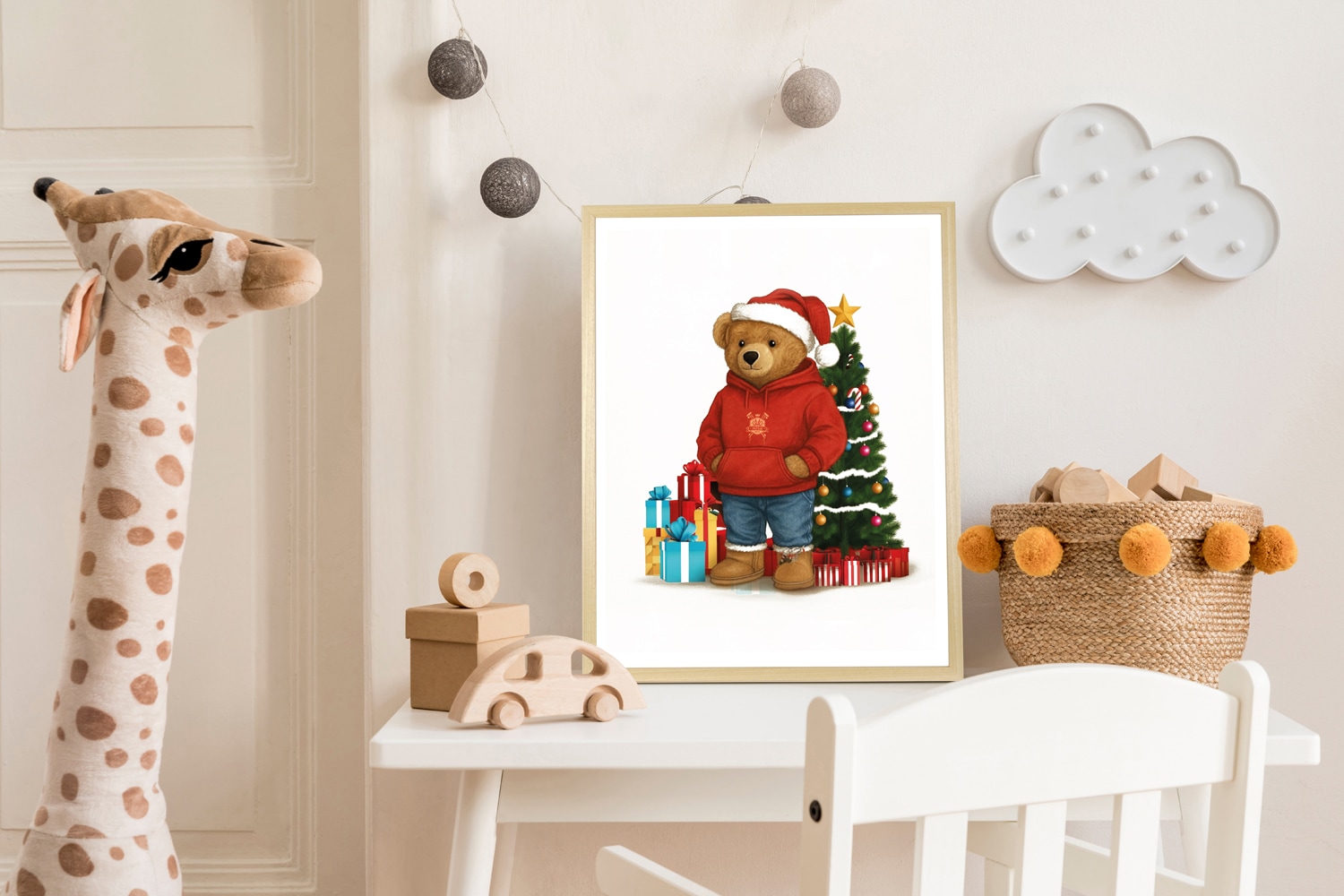 queence Bild mit Rahmen »Teddy Bär mit Weihnachtsmütze vor Tannenbaum« Bär | Bären | Fashion | Figuren | Mode | Modebilder