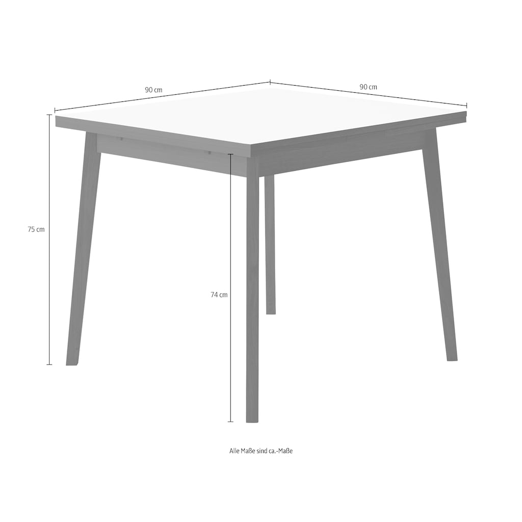 Hammel Furniture Esstisch »Basic Single, schnell innenliegende Einlegeplatten ausziehbar,«, 90(164)x90 cm, Melamin / Massivholz, stabiler dänische Design Tisch