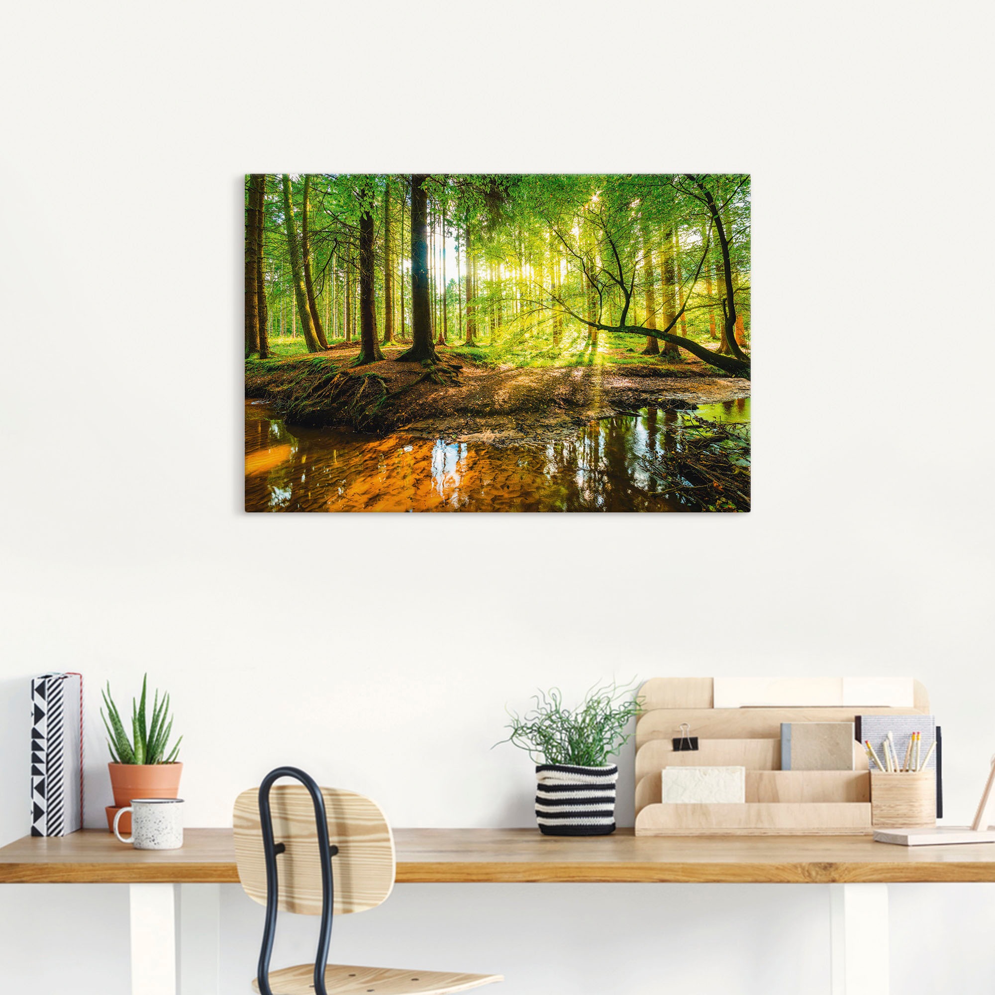 Artland Wandbild "Wald mit Bach", Wald, (1 St.), als Alubild, Outdoorbild, günstig online kaufen