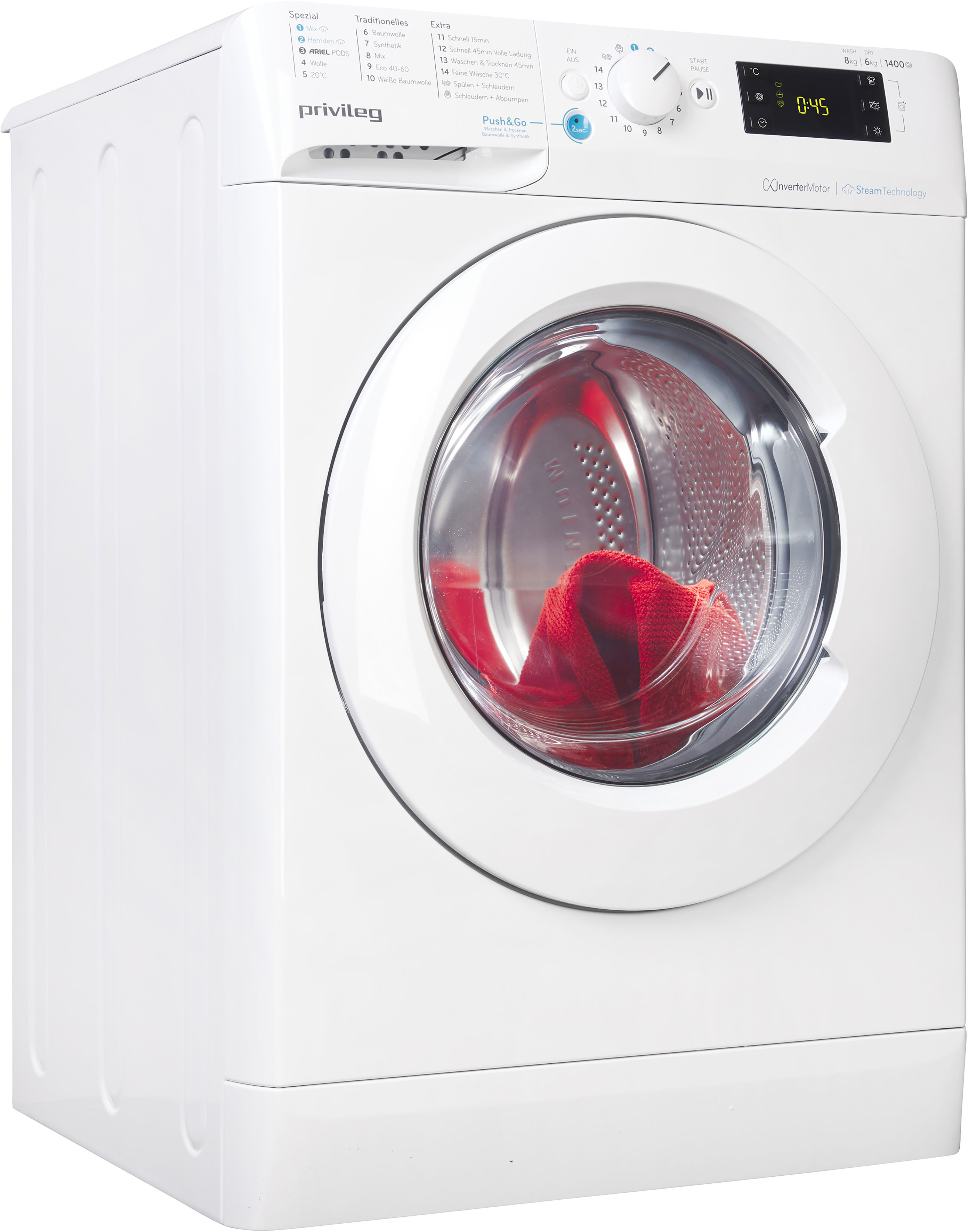 PRIVILEG Waschtrockner "PWWTV X 86H69", B:60cm H:85cm T:54cm, weiß, Waschtrockner