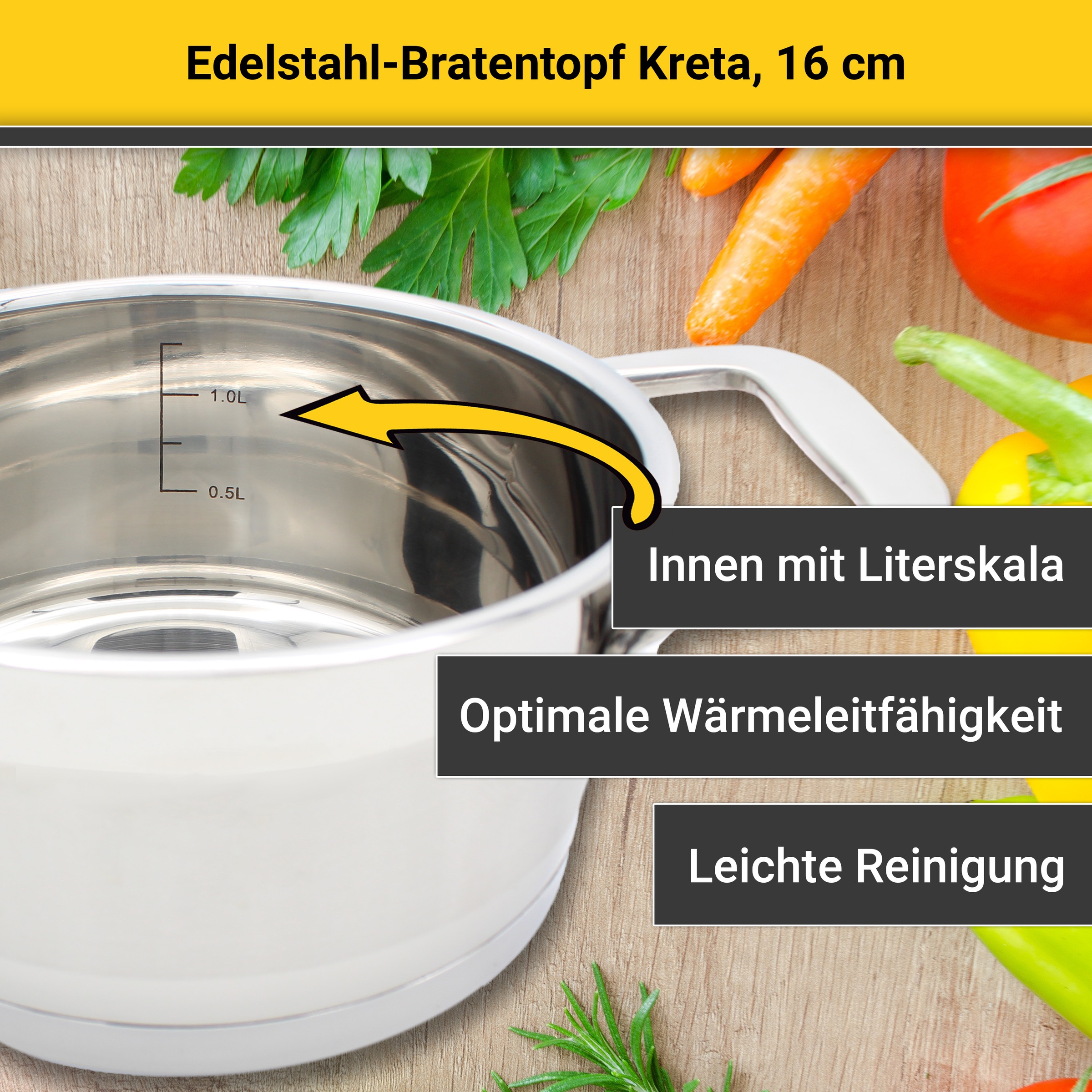 Krüger Bratentopf "Kreta" 2 Stk. tlg. Edelstahl 18/10 günstig online kaufen