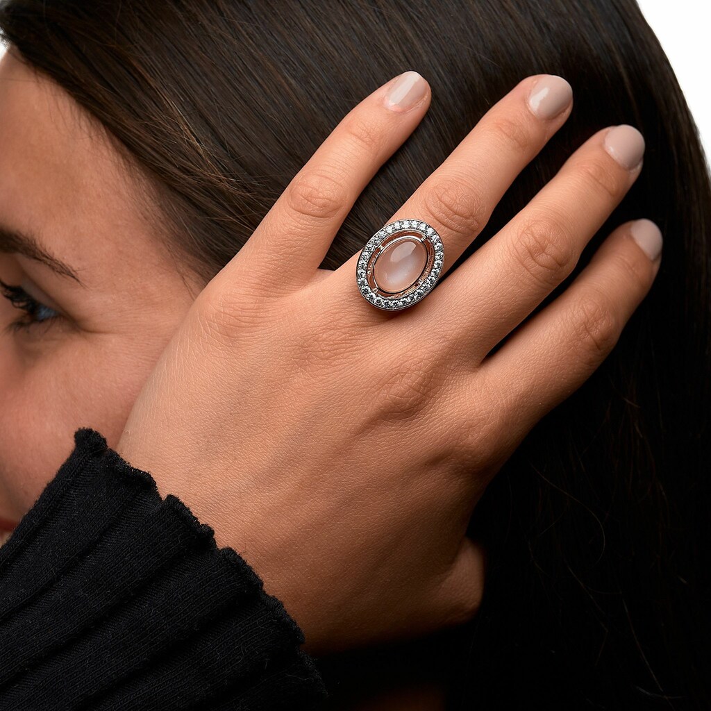 Zeeme Fingerring »Silber 925 rosé-vergoldet Mondstein«