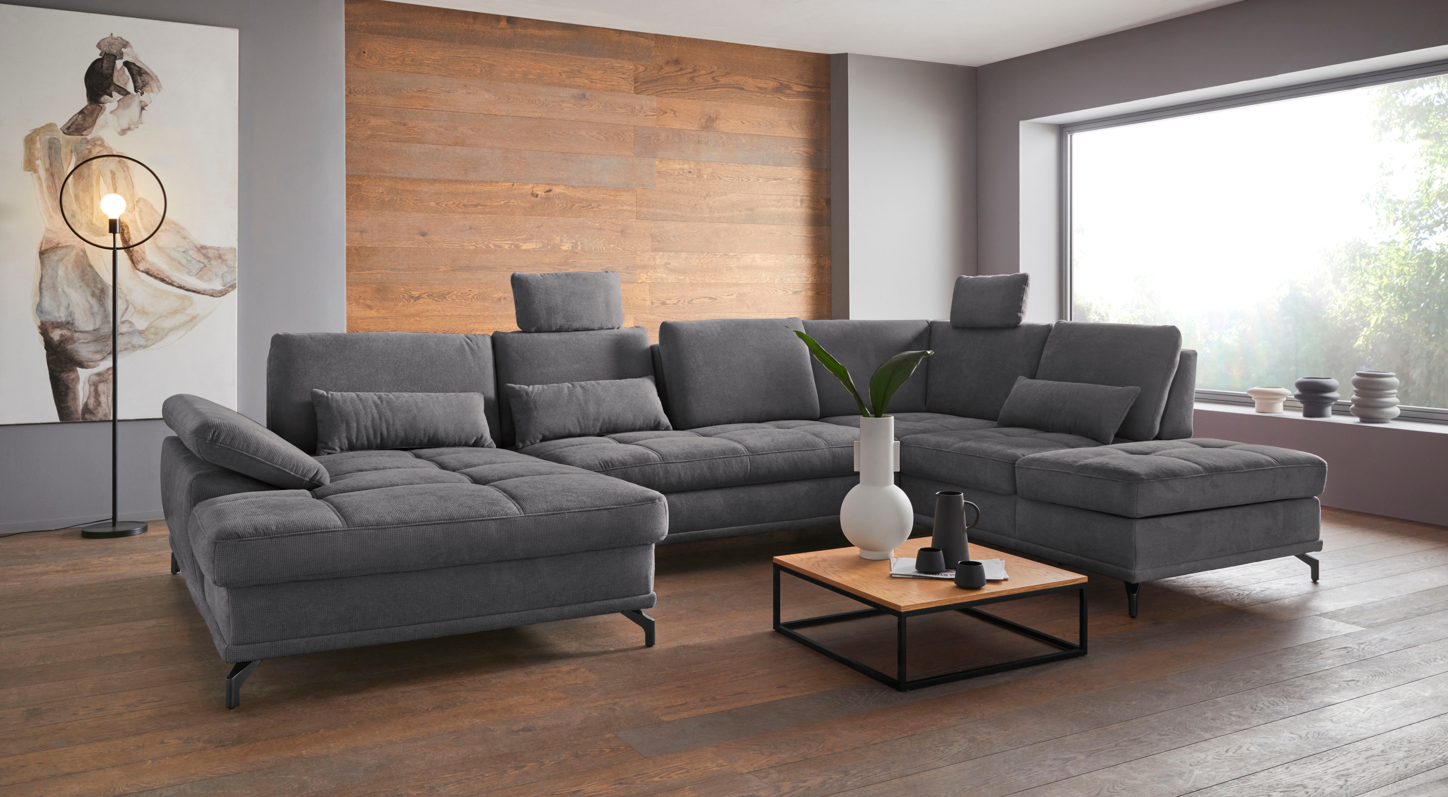 OTTO home Wohnlandschaft "Costello U-Form, B: 363 cm mit Sitztiefen- & Armteilverstellung" optional Schlaffunktion & Bettkasten