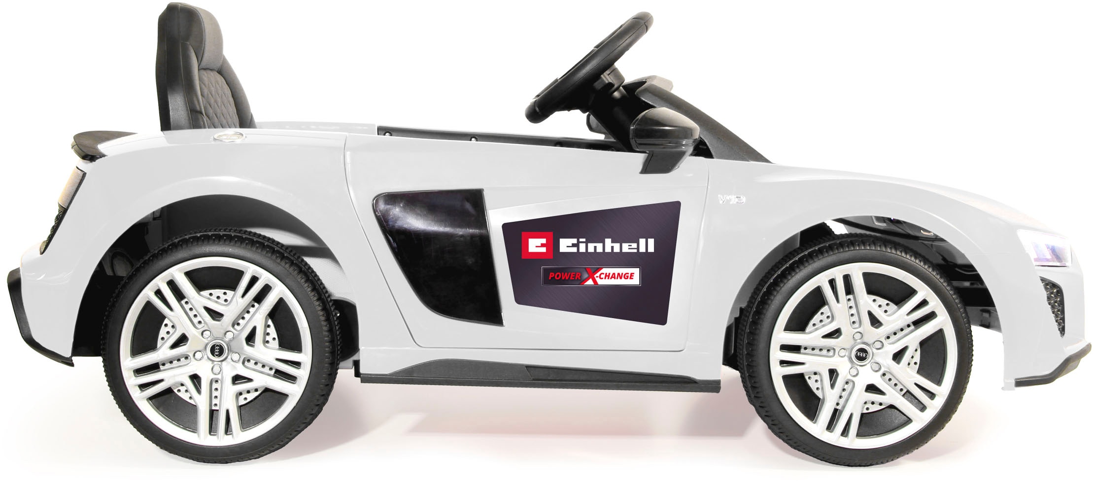 Jamara Elektro-Kinderauto »Ride-on Audi R8 Spyder weiß«, ab 3 Jahren, bis 25 kg, inkl. 18V/4,0Ah Einhell Power X-Change Starter Set