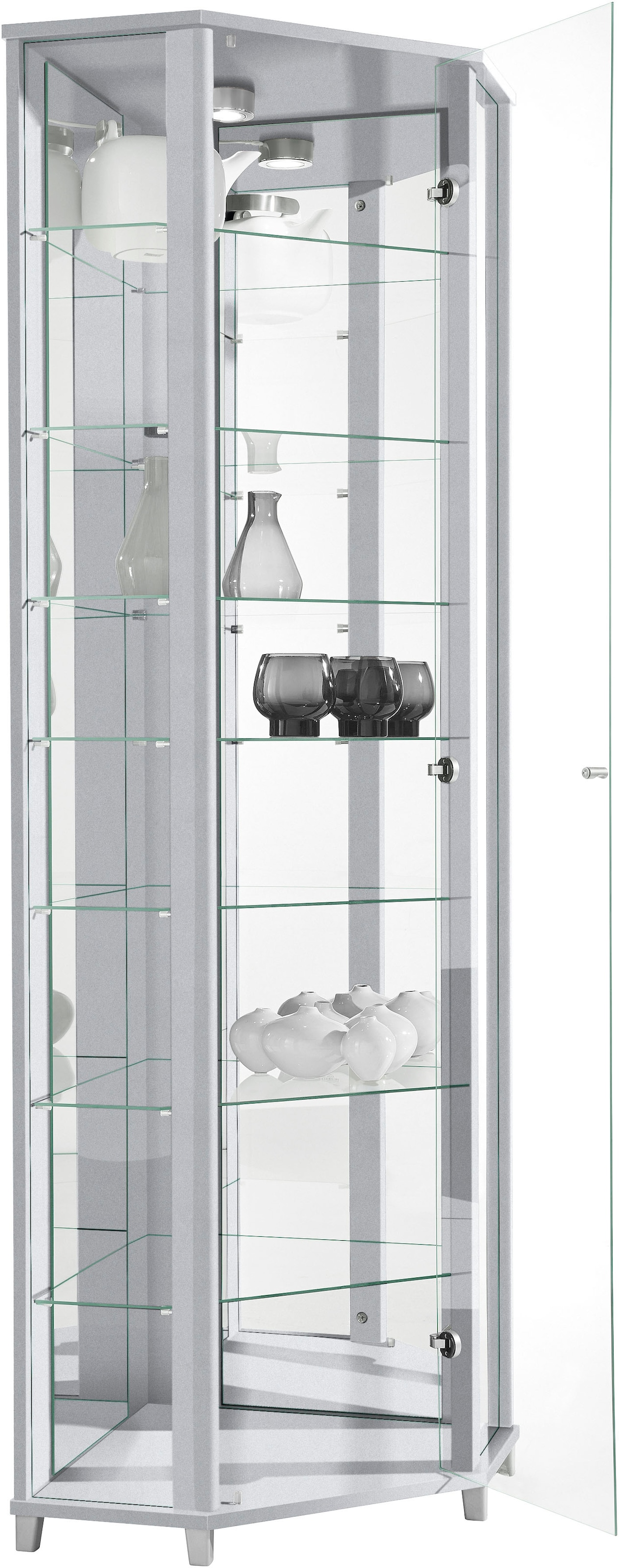fif möbel Eckvitrine »TRIO Höhe ca. 172 cm, ink. Beleuchtung«, Eckvitrine/Glasvitrine 1x Glastür, perfekt für Sammler, Sammlervitrine