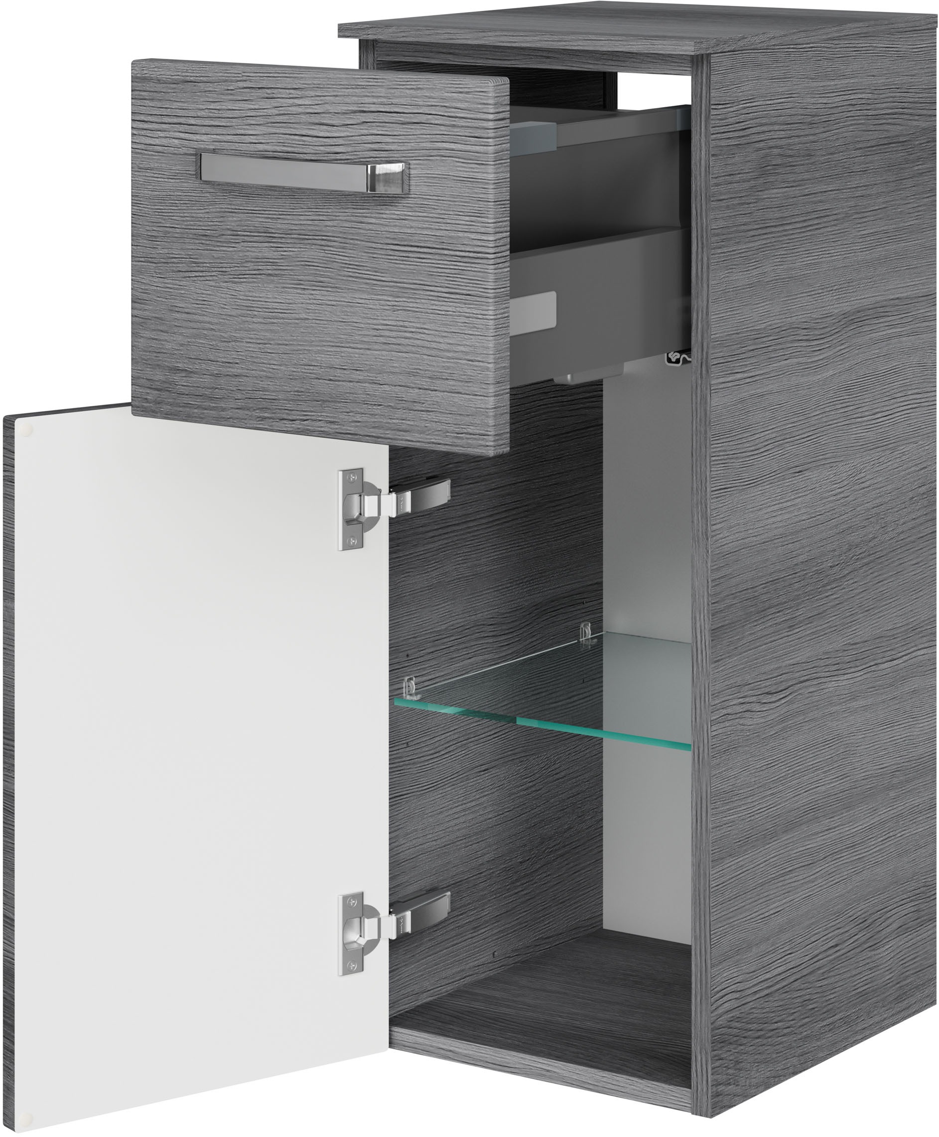 Saphir Unterschrank »Serie 4010 Badschrank 30cm breit, 1 Tür, 1 Schublade, inkl. Türdämpfer«, Badezimmerschrank mit 1 Glas-Einlegeboden, 73 cm hoch, 33 cm tief