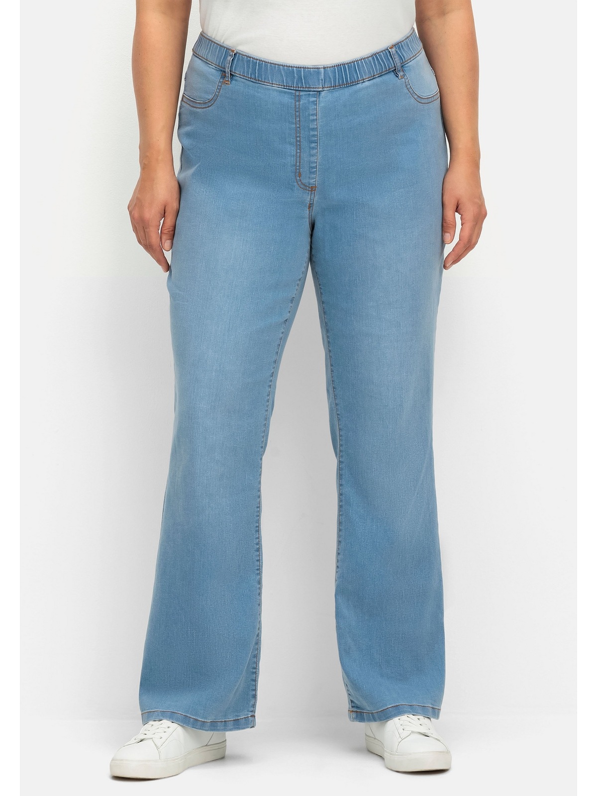 und Größen«, Sheego online »Große Komfortbund BAUR | kaufen Bootcut-Jeans mit Used-Effekten