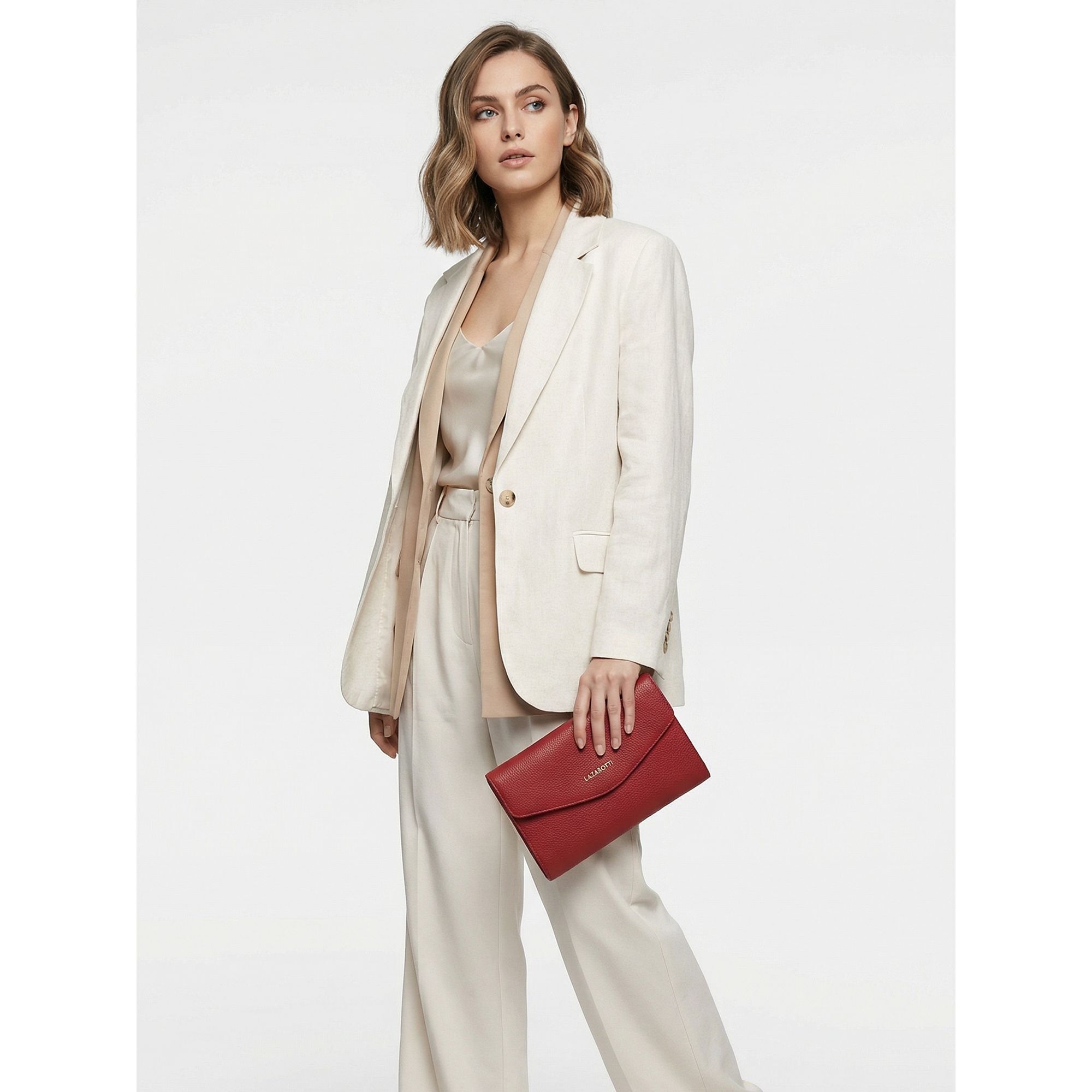 Lazarotti Clutch »Bologna Leather Clutch Umhängetasche Leder 23 cm«