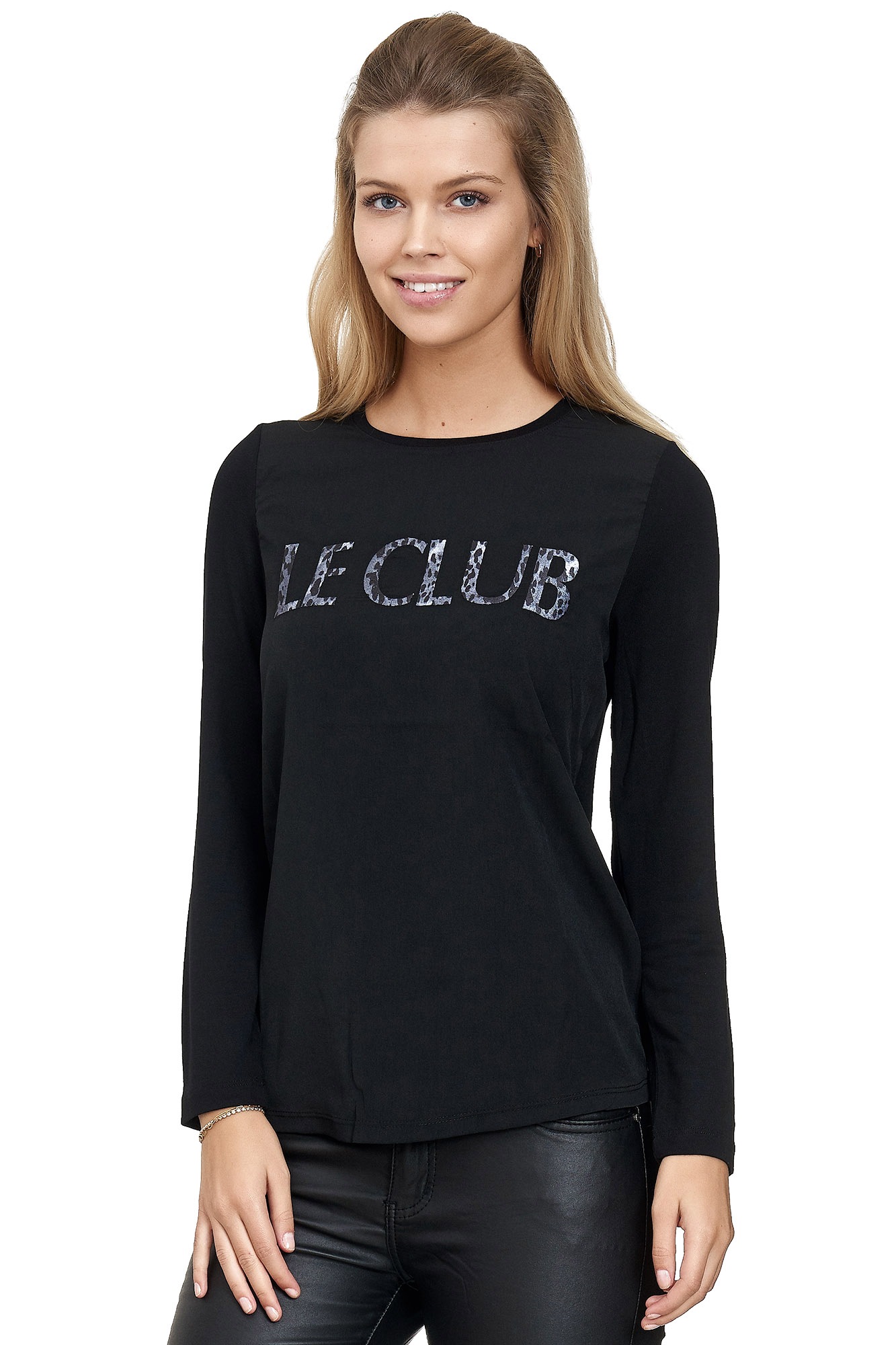 Decay Langarmshirt, mit Le-Club-Aufschrift und Leo-Muster