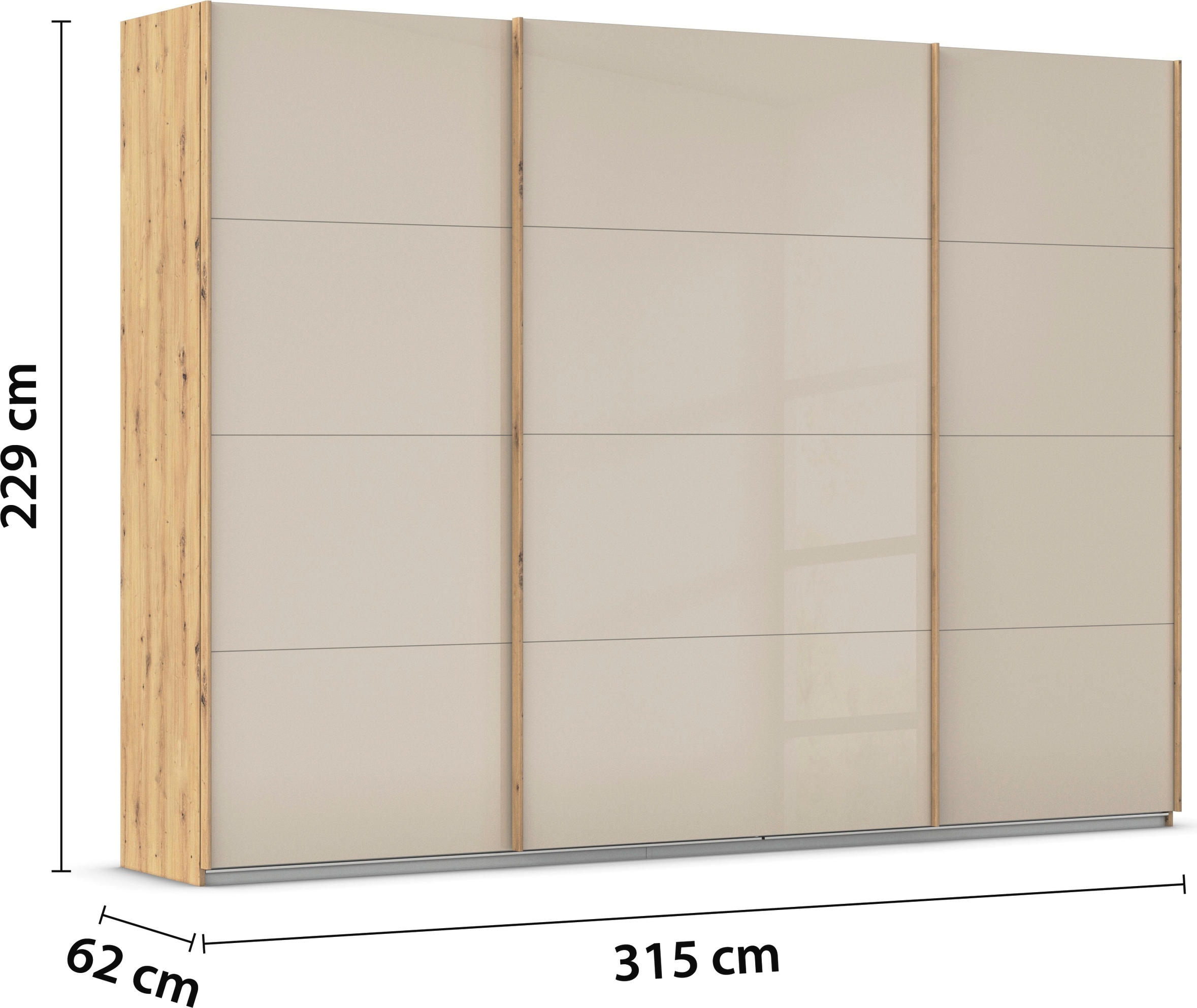 rauch Schwebetürenschrank »Kleiderschrank Schrank Garderobe AGORDO mit Glasfront«, durchdachte Innenausstattung, in 4 Breiten und 2 Höhen MADE IN GERMANY