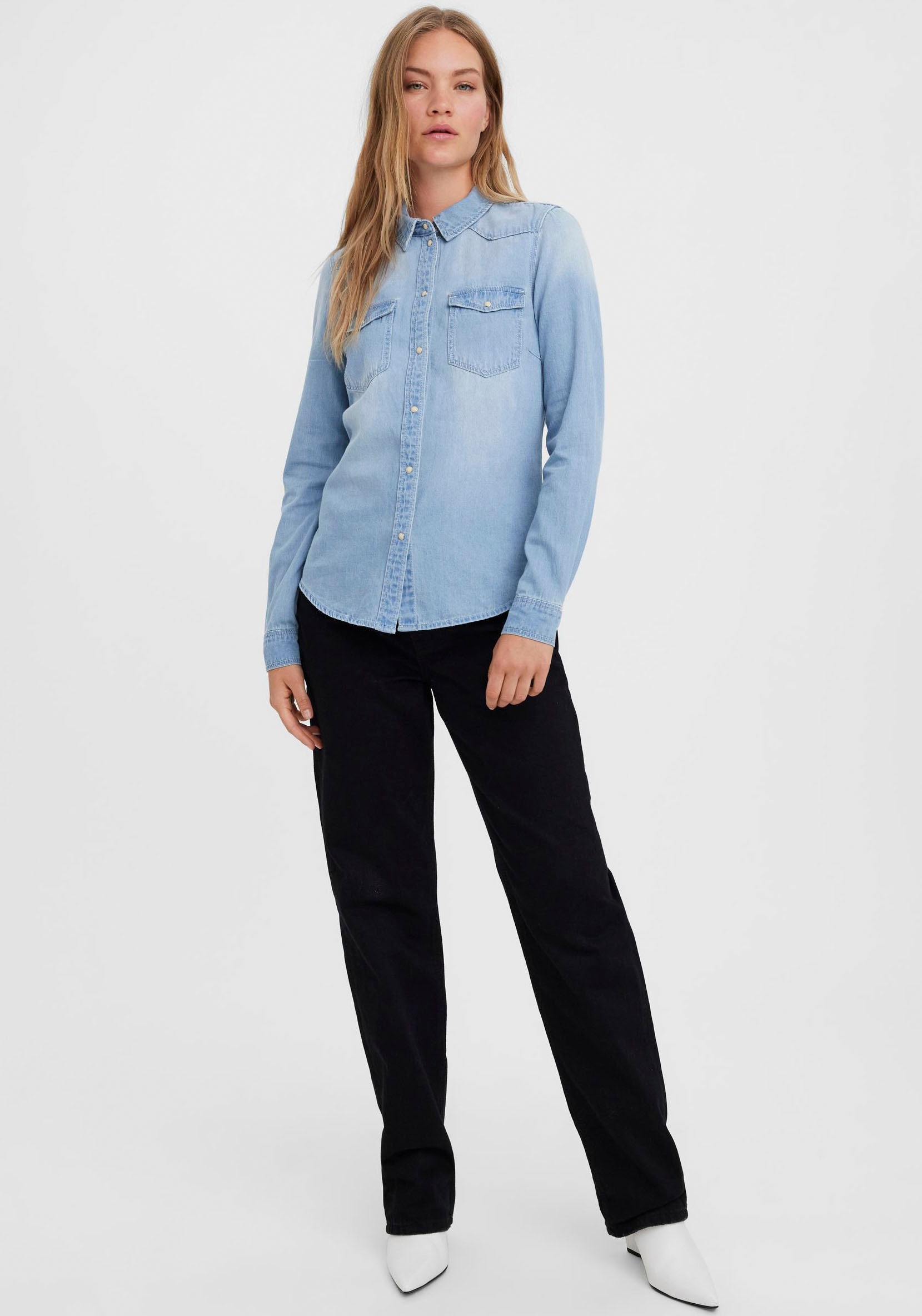 Vero Moda Jeansbluse »VMMARIA LS DENIM SLIM SHIRT MIX NEW« kaufen | BAUR