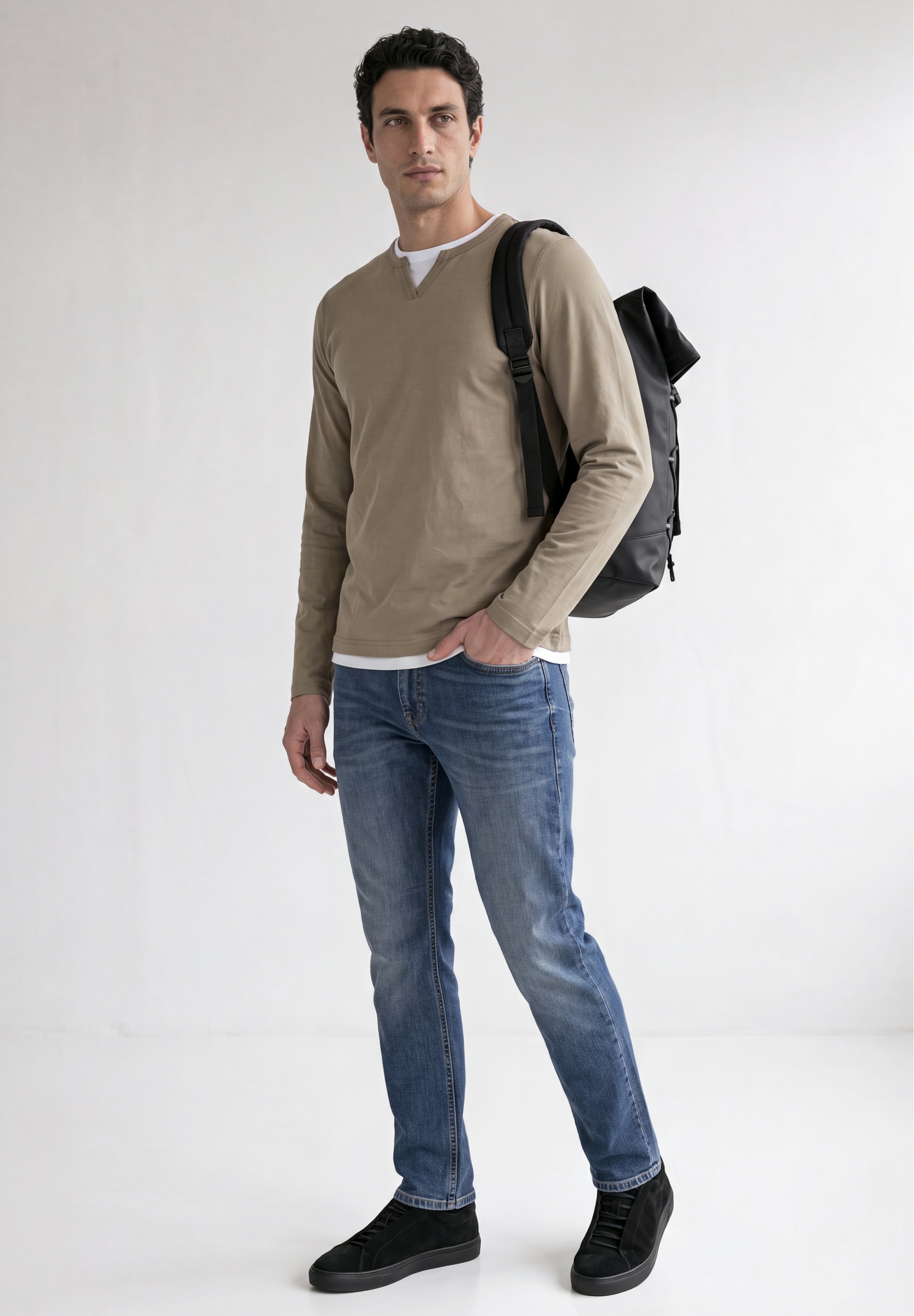 STREET ONE MEN Langarmshirt aus reiner Baumwolle