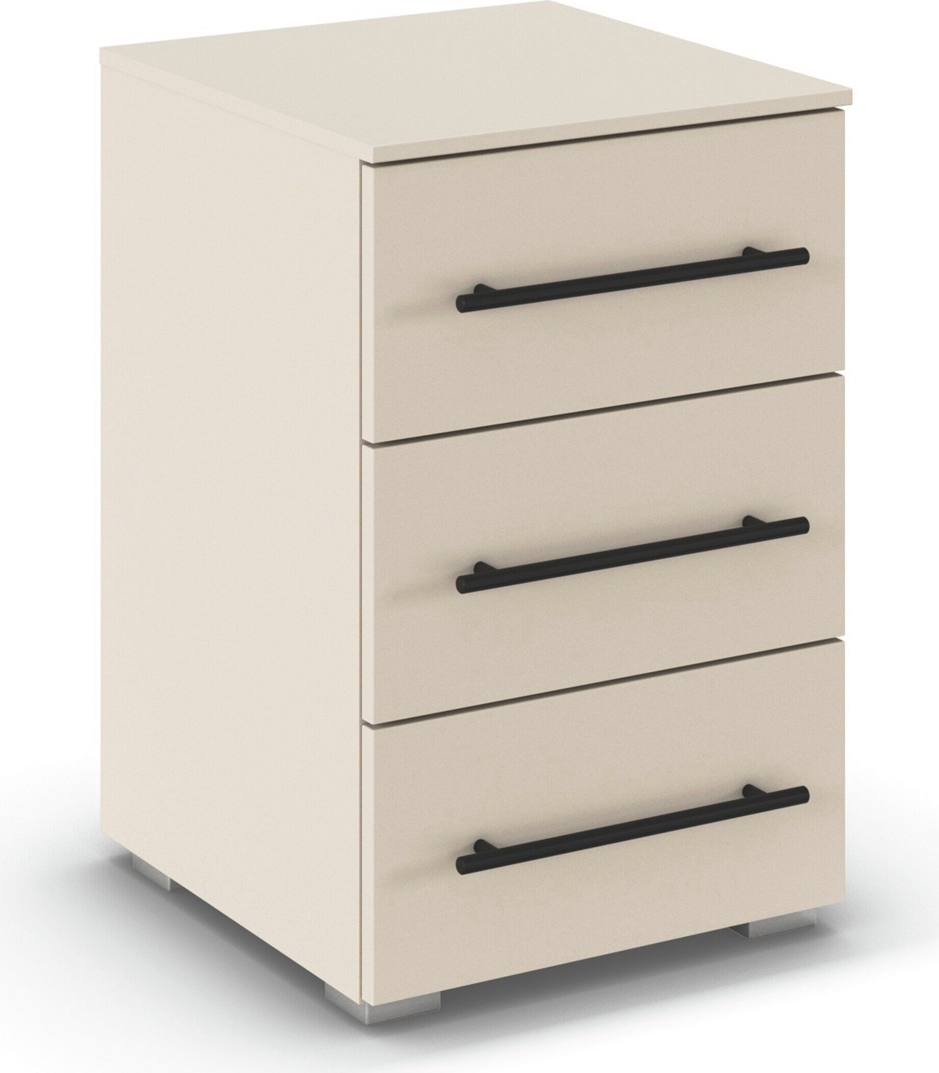 OTTO home Nachtkommode "Nachttisch Nachtkonsole Nachtschrank RONDO" Breite 40 / Höhe 61 cm, mit 3 geräumigen Schubladen Metallgriff in Schwarz MADE IN GERMANY