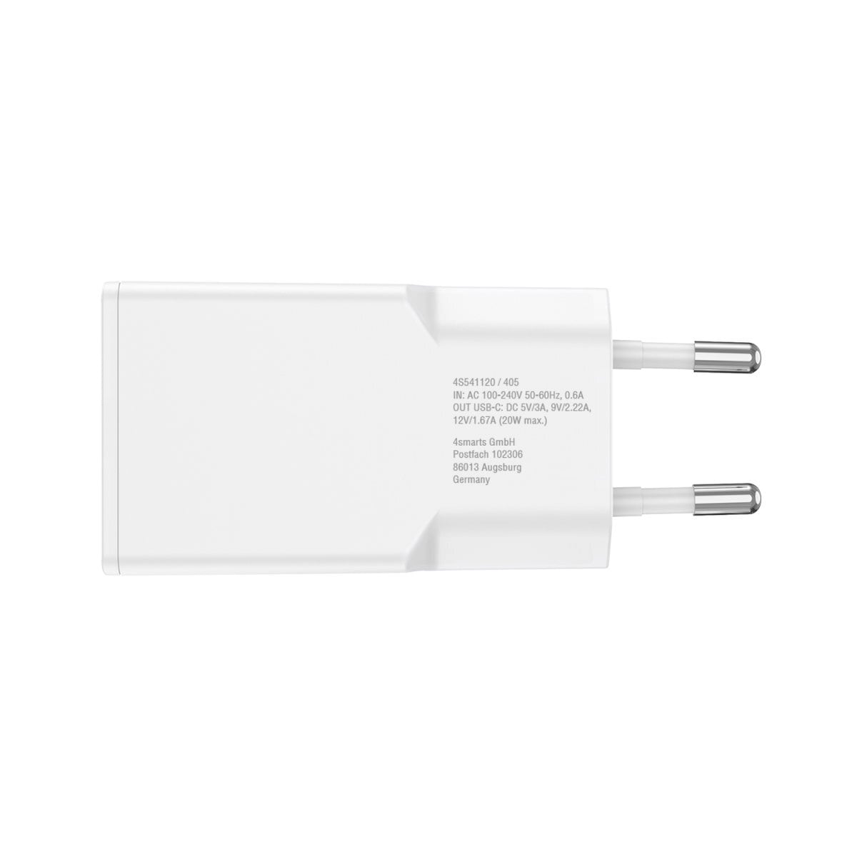 4smarts Schnelllade-Gerät »PDPlug Slim 20W GaN 1x USB-C + USB-C Kabel 1,5 m«