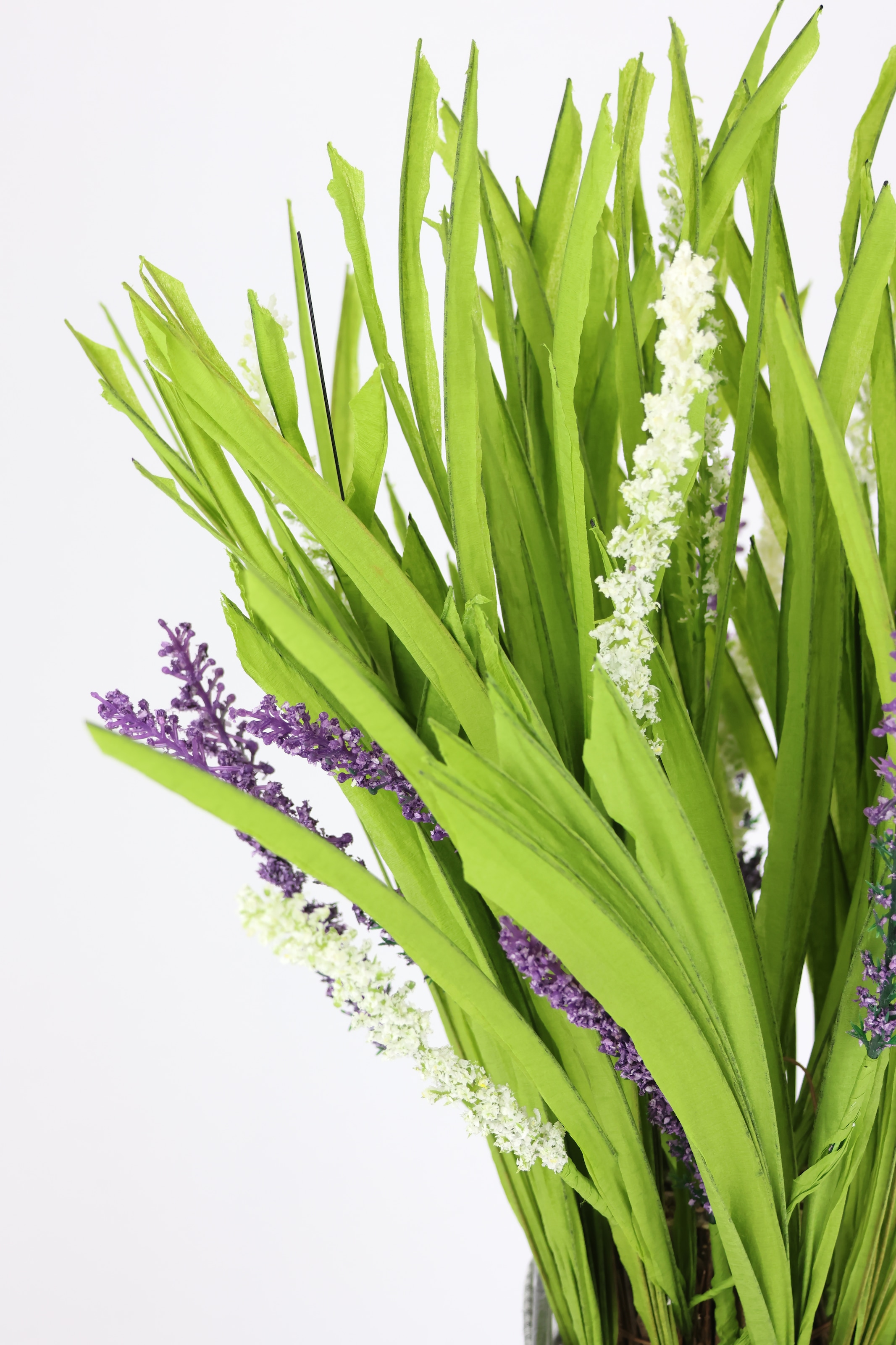 I.GE.A. Kunstpflanze »Grasbusch mit Lavendel im Topf«, Künstlicher Grasbund Kunstgras Büschel Bündel Grasarrangement Deko
