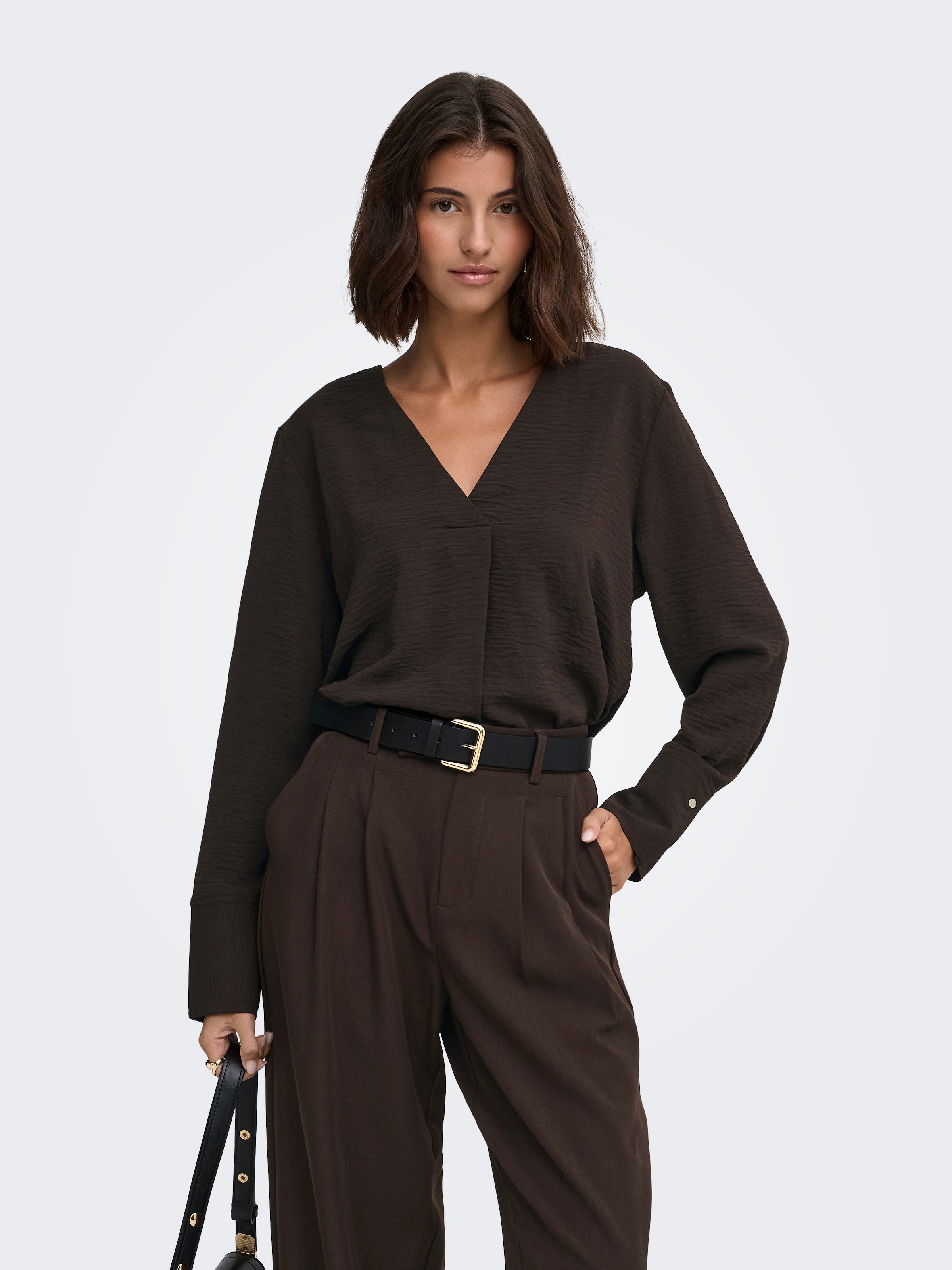 JDY Langarmbluse »JDYLION L/S V-NECK TOP WVN« Polyester, regular fit