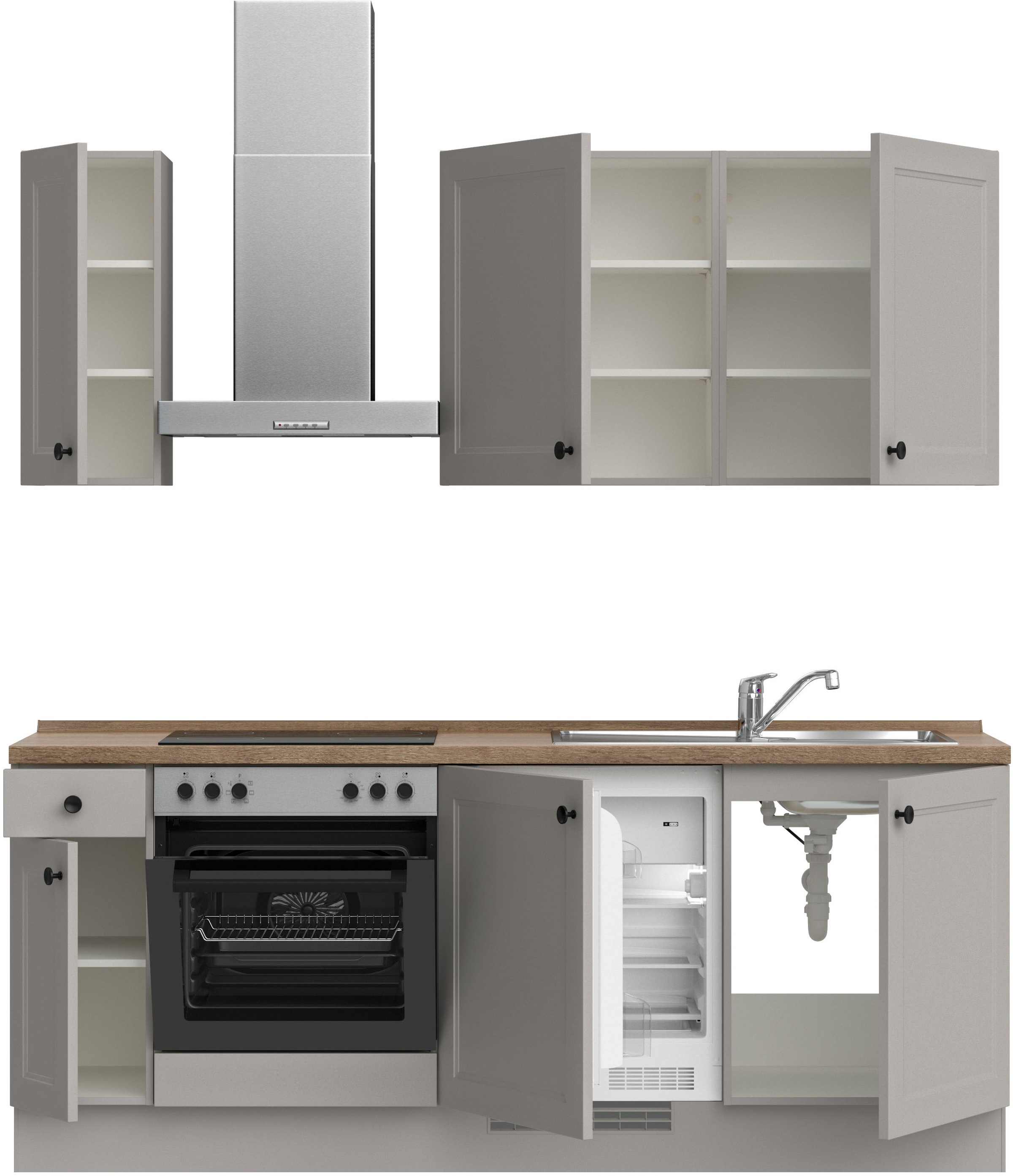 nobilia® Küchenzeile »"Cascada I"«, vormontiert, Ausrichtung wählbar, Breite 210 cm, wahlw. mit E-Geräten