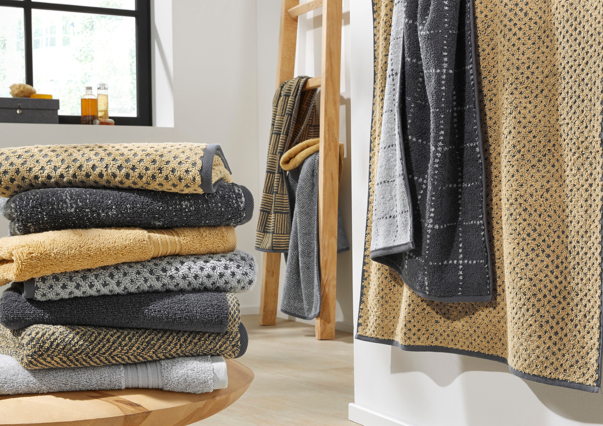 Dyckhoff Handtuch Set "Golden Shades Rhomb" Set 6 Stk. Walkfrottier 4 Handt günstig online kaufen