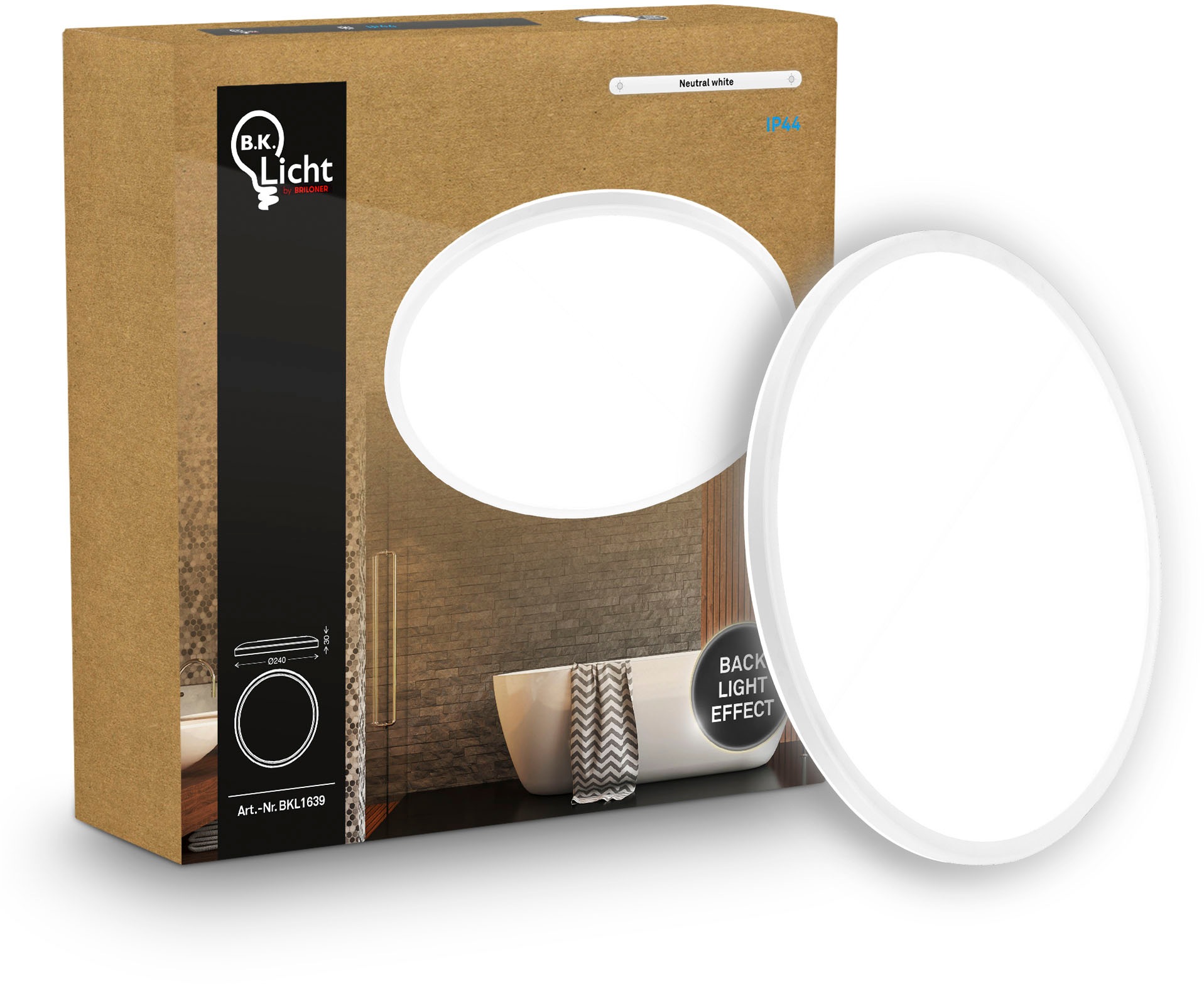 B.K.Licht LED Panel »SHALLOW« LED-Board 1 Stk. Neutralweiß 24x3 cm, Badlampe, Badezimmer, Küche, Wohnzimmer