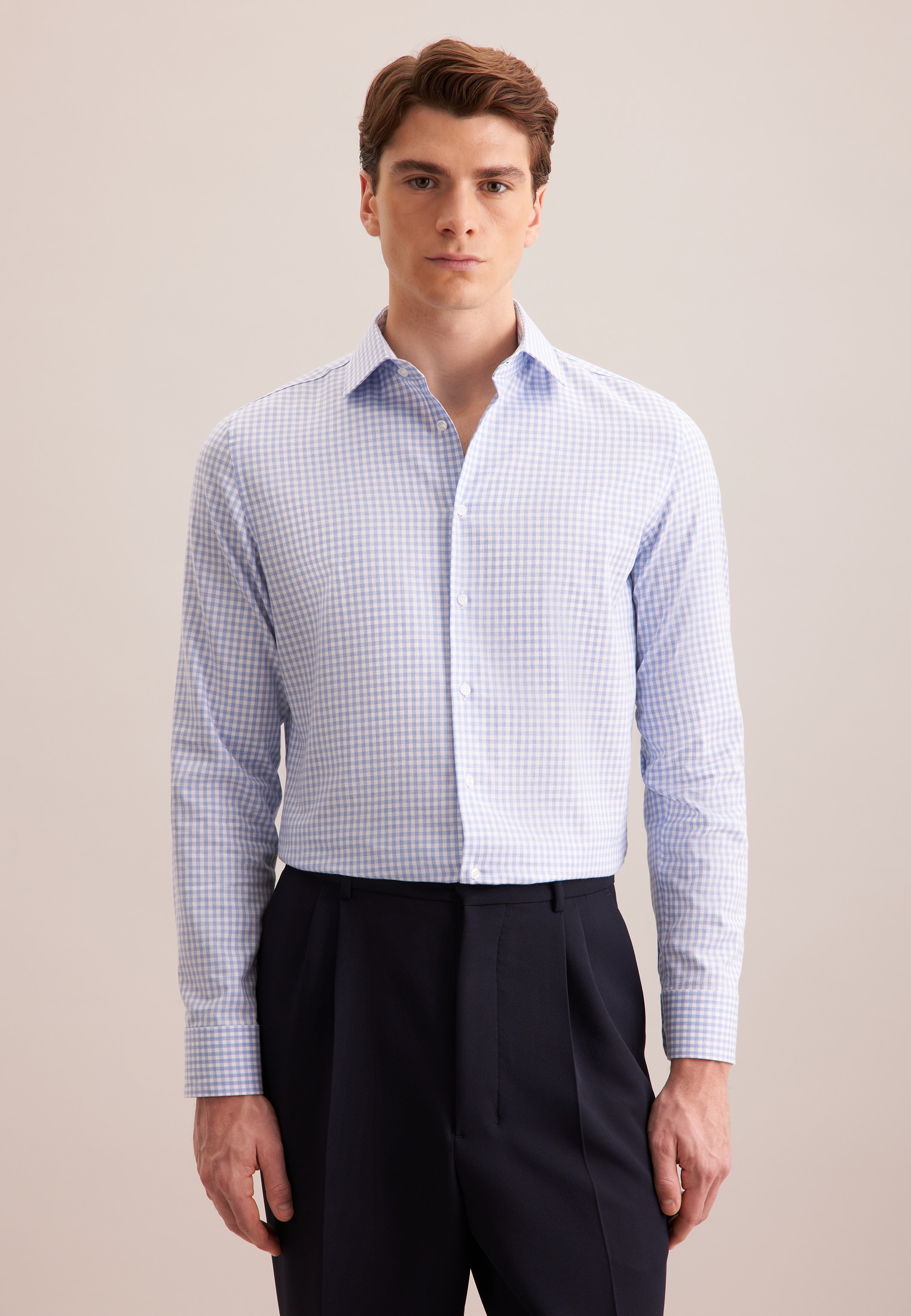 seidensticker Flanellhemd "Schwarze Rose", Shaped 1/1 Kentkragen Karo günstig online kaufen