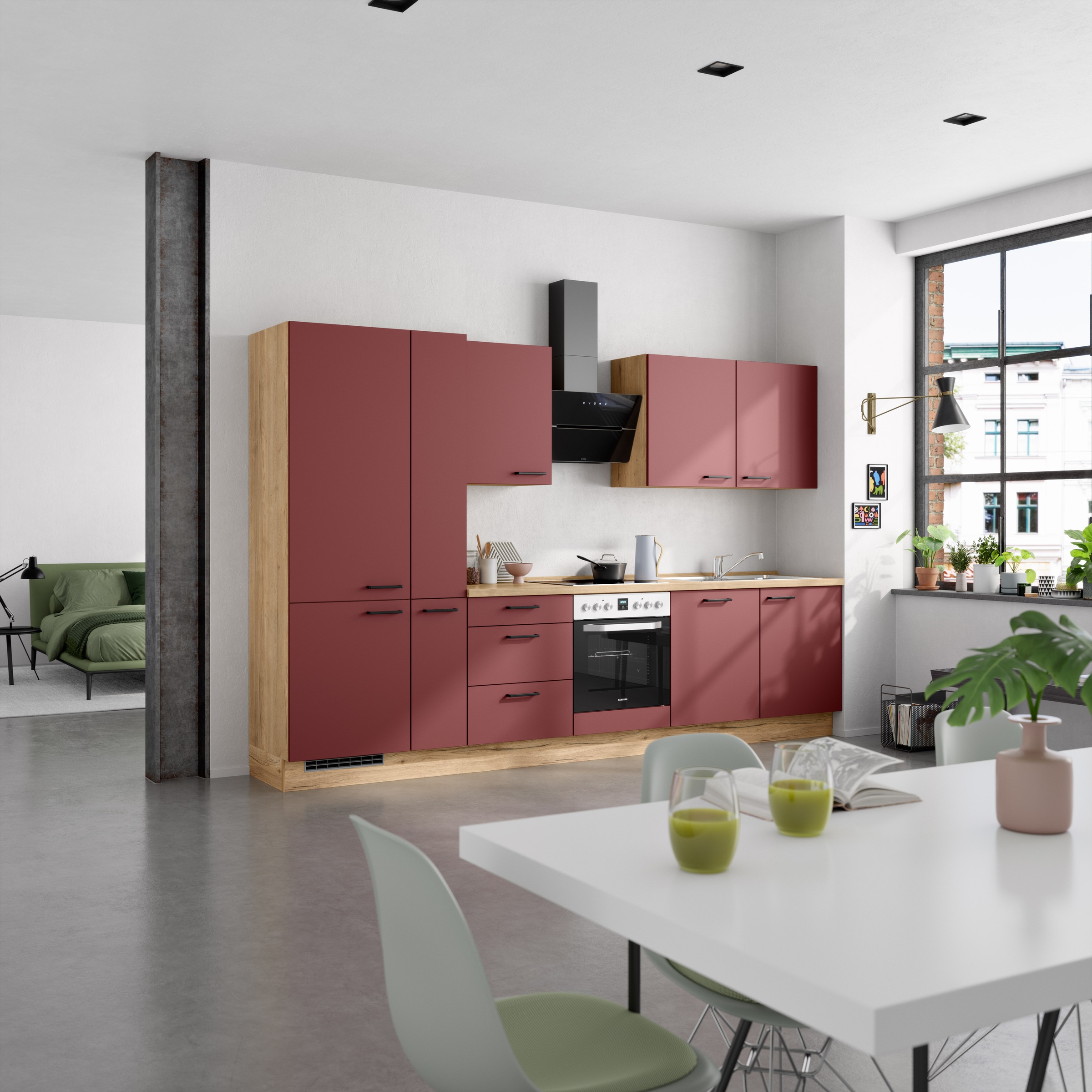 nobilia® Küchenzeile »"Easytouch II"«, vormontiert, Ausrichtung wählbar, Breite 330 cm, wahlw. mit E-Geräten