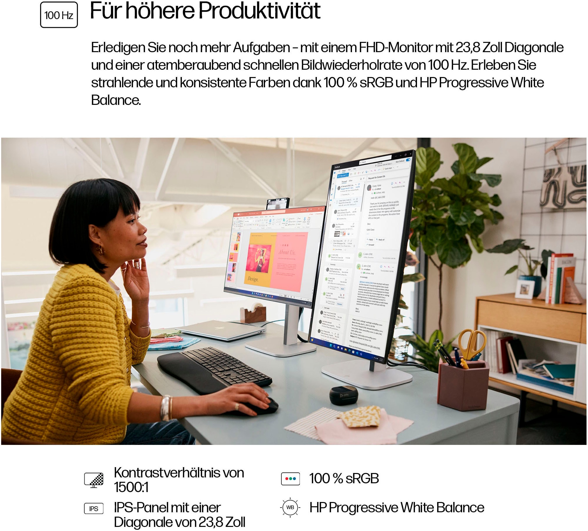 HP LED-Monitor »524pf (HSD-0178-Q)«, 61 cm/24 Zoll, 1920 x 1080 px, Full HD, 5 ms Reaktionszeit, 100 Hz