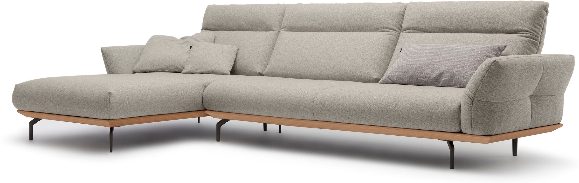 Creation BY ROLF BENZ Ecksofa »CR.460«, Sockel in Eiche, Winkelfüße in Umbragrau, Breite 338 cm
