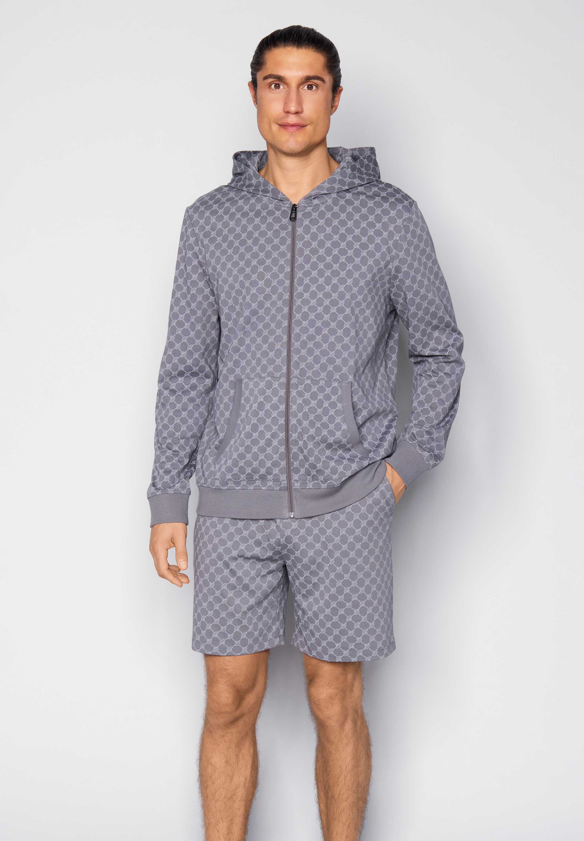 JOOP Sweatjacke mit Cornflower-Print allover und Kapuze günstig online kaufen